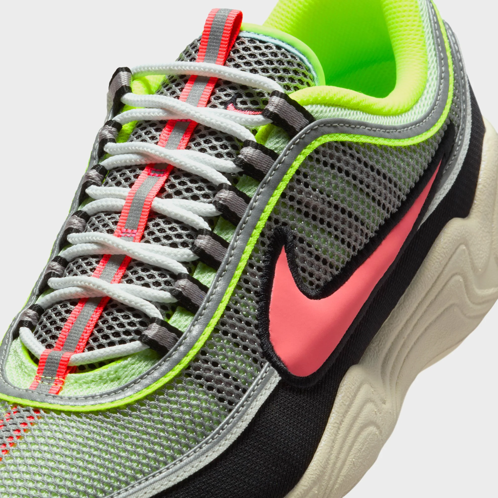 Nike Air Zoom Spiridon - Barely Volt / Hot Punch / Metallic Silver / Summit White / Black - Image 6
