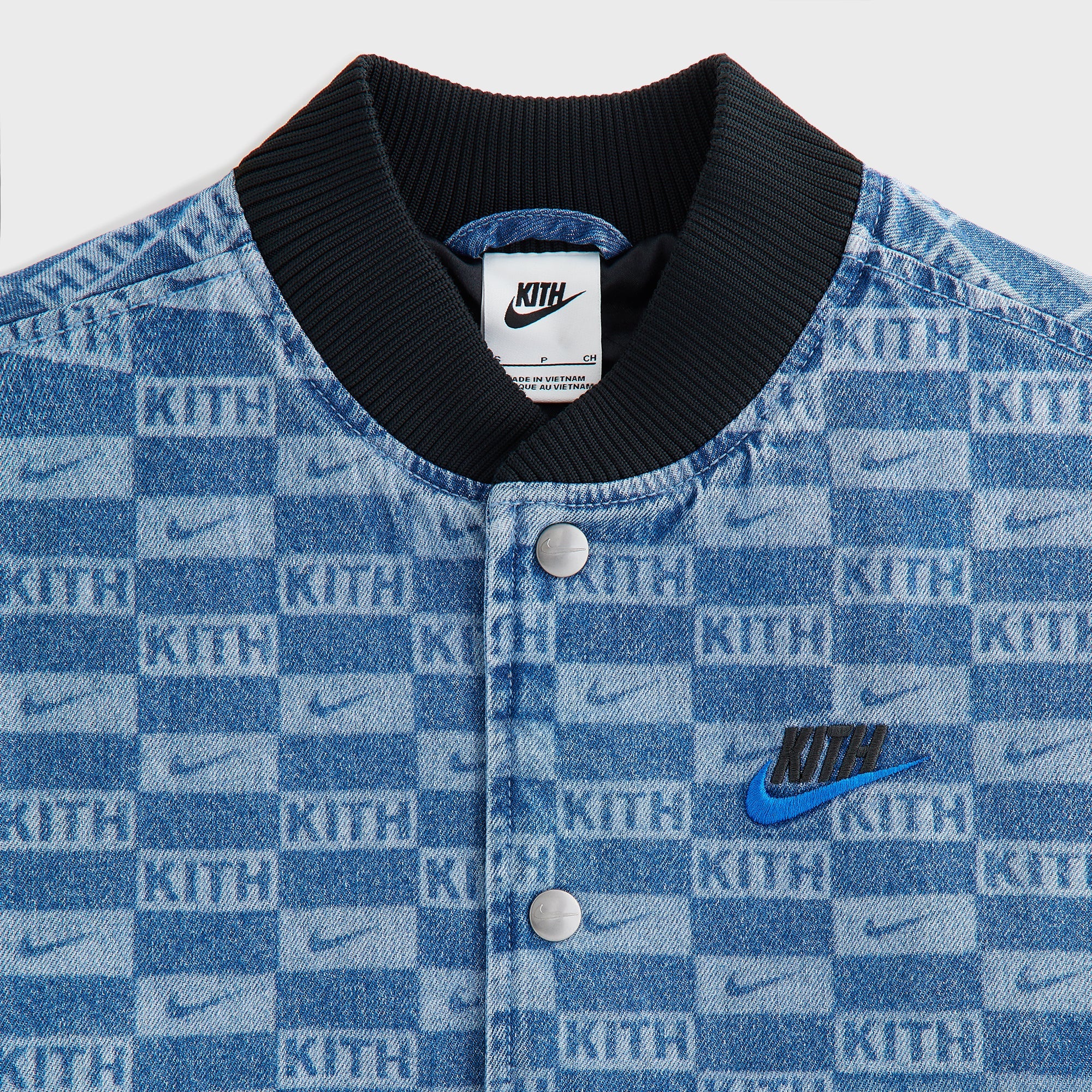 Kith Kids for Nike Denim Laser Etched Varsity Jacket - Mystic Navy - Image 4