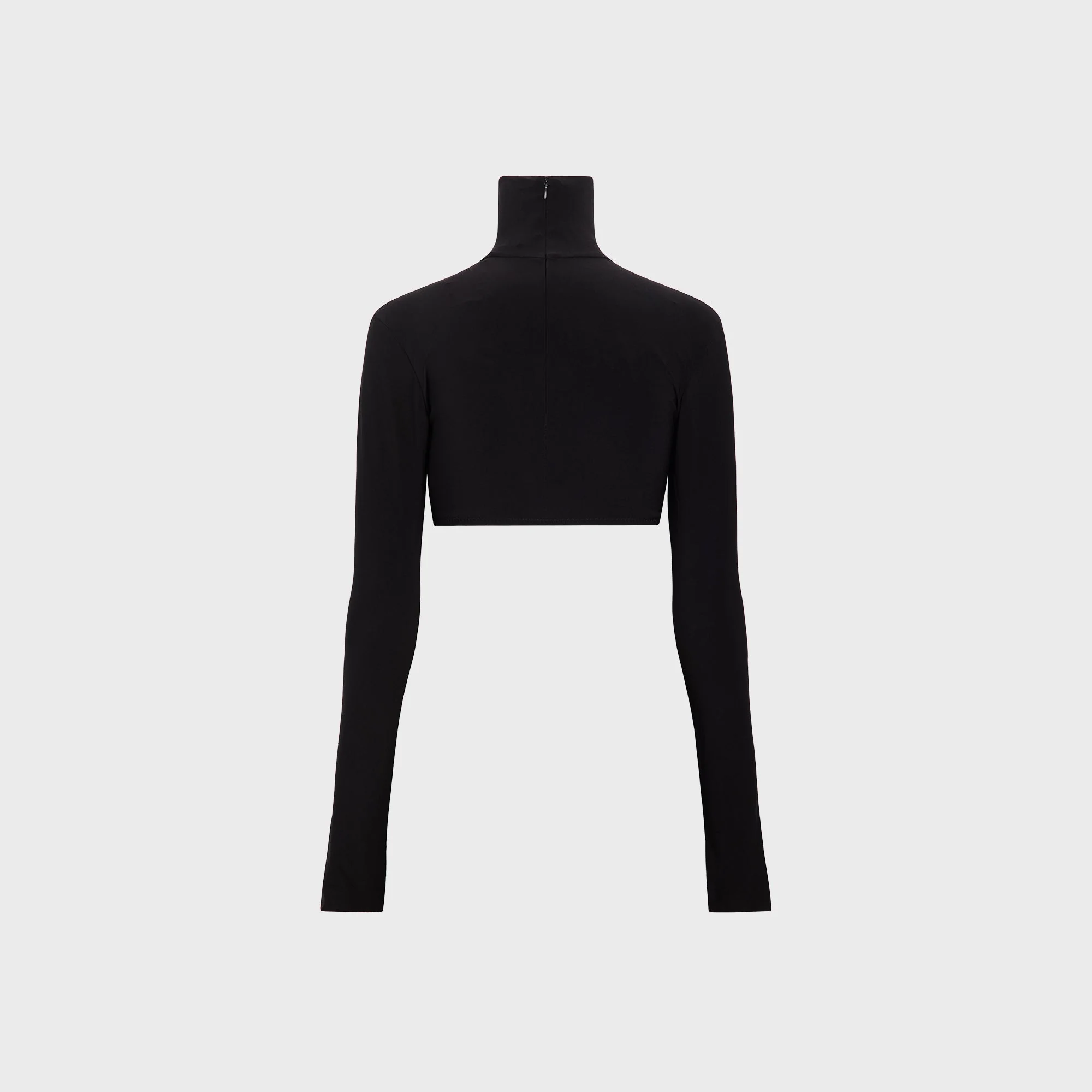 Norma Kamali Cropped Slim Fit Long Sleeve Turtle Top - Black - Image 2