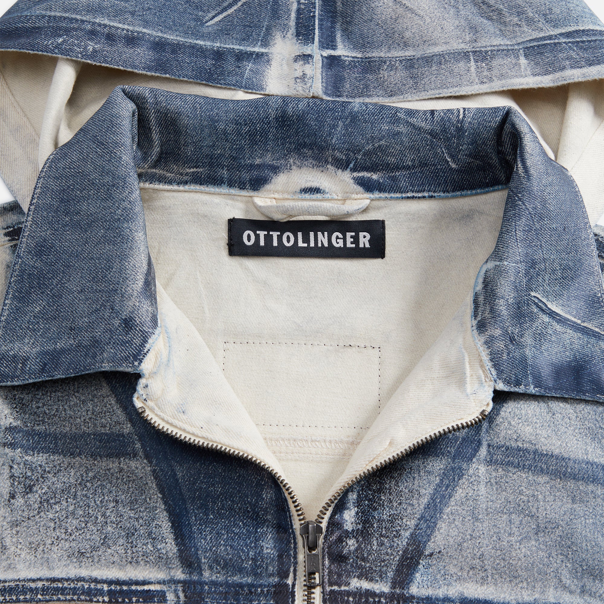 Ottolinger Cropped Belt Denim Jacket - Sand / Blue Paint - Image 3