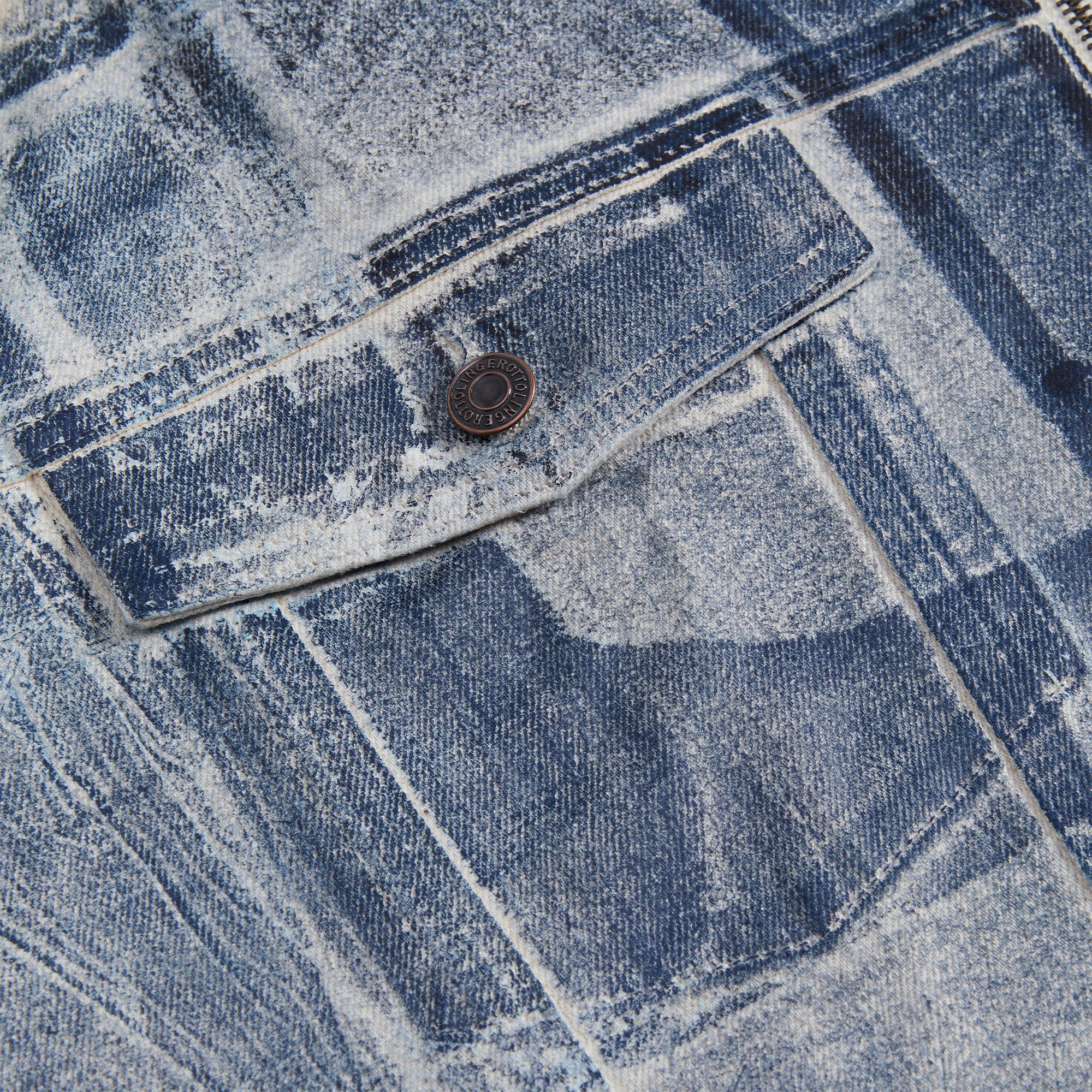 Ottolinger Cropped Belt Denim Jacket - Sand / Blue Paint - Image 4