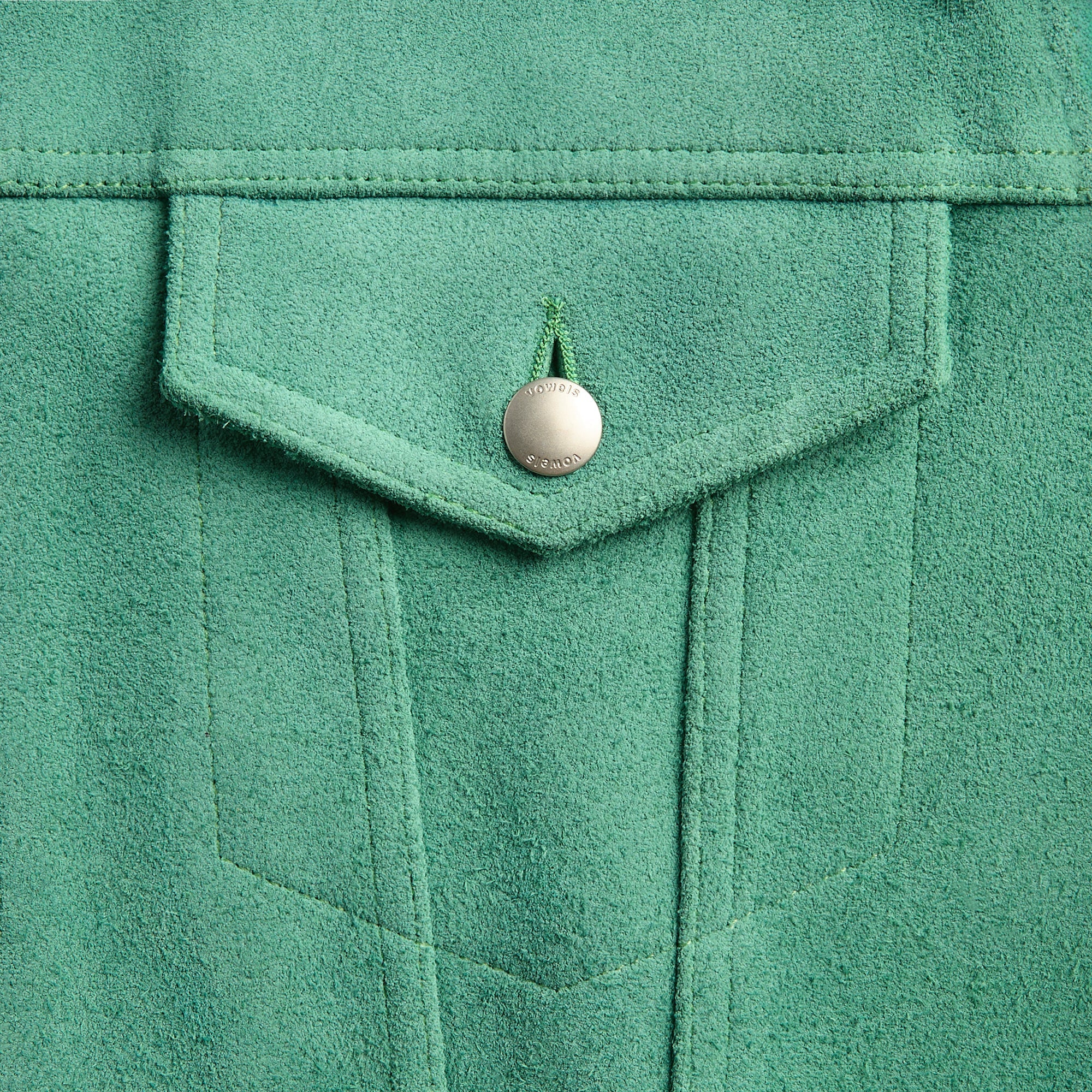 vowels Suede Trucker Jacket - Damp Green - Image 3