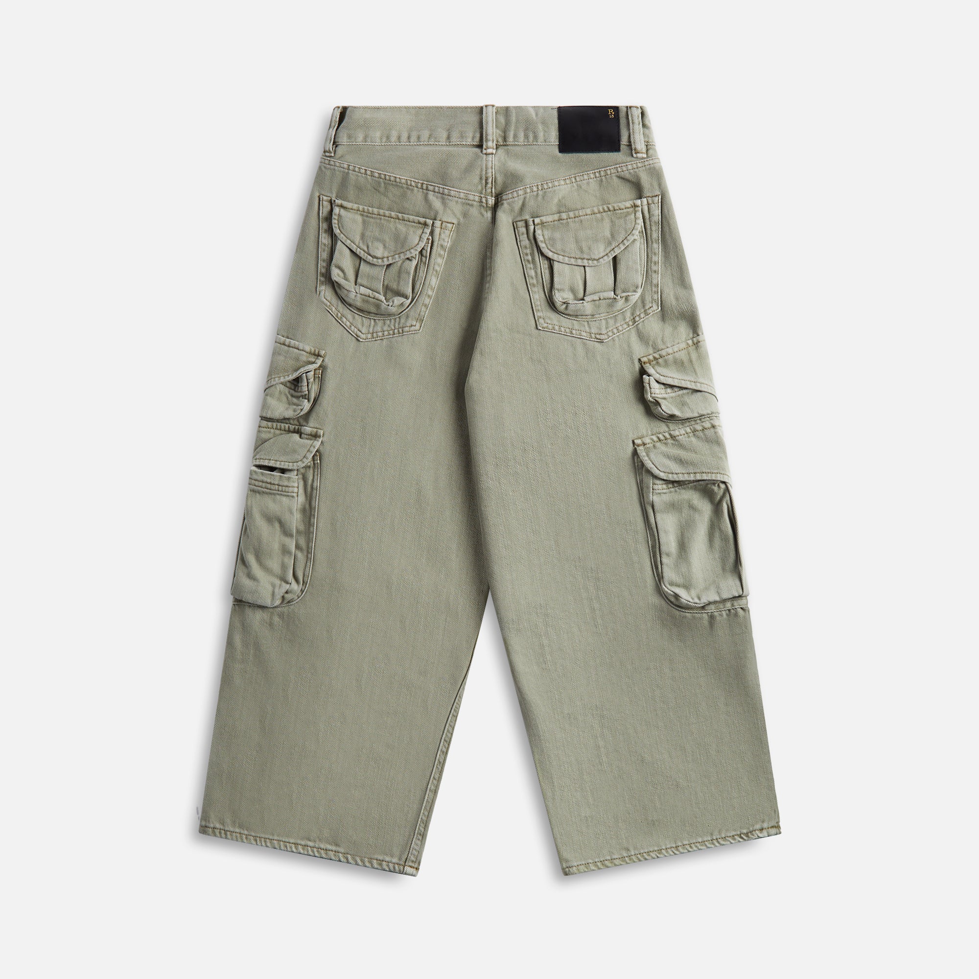R13 Cropped Multi Pocket Cargo Jeans - Olive Green Garment - Image 2