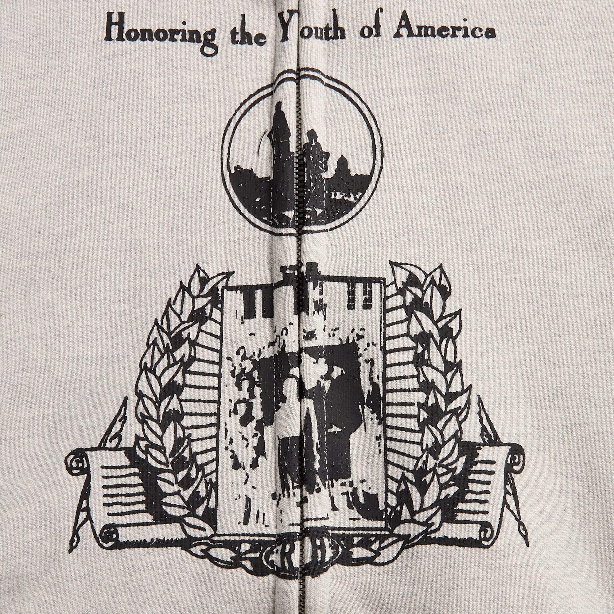 Rhude Youth Of America Zip-Up Hoodie - Heather Grey / Black - Image 3