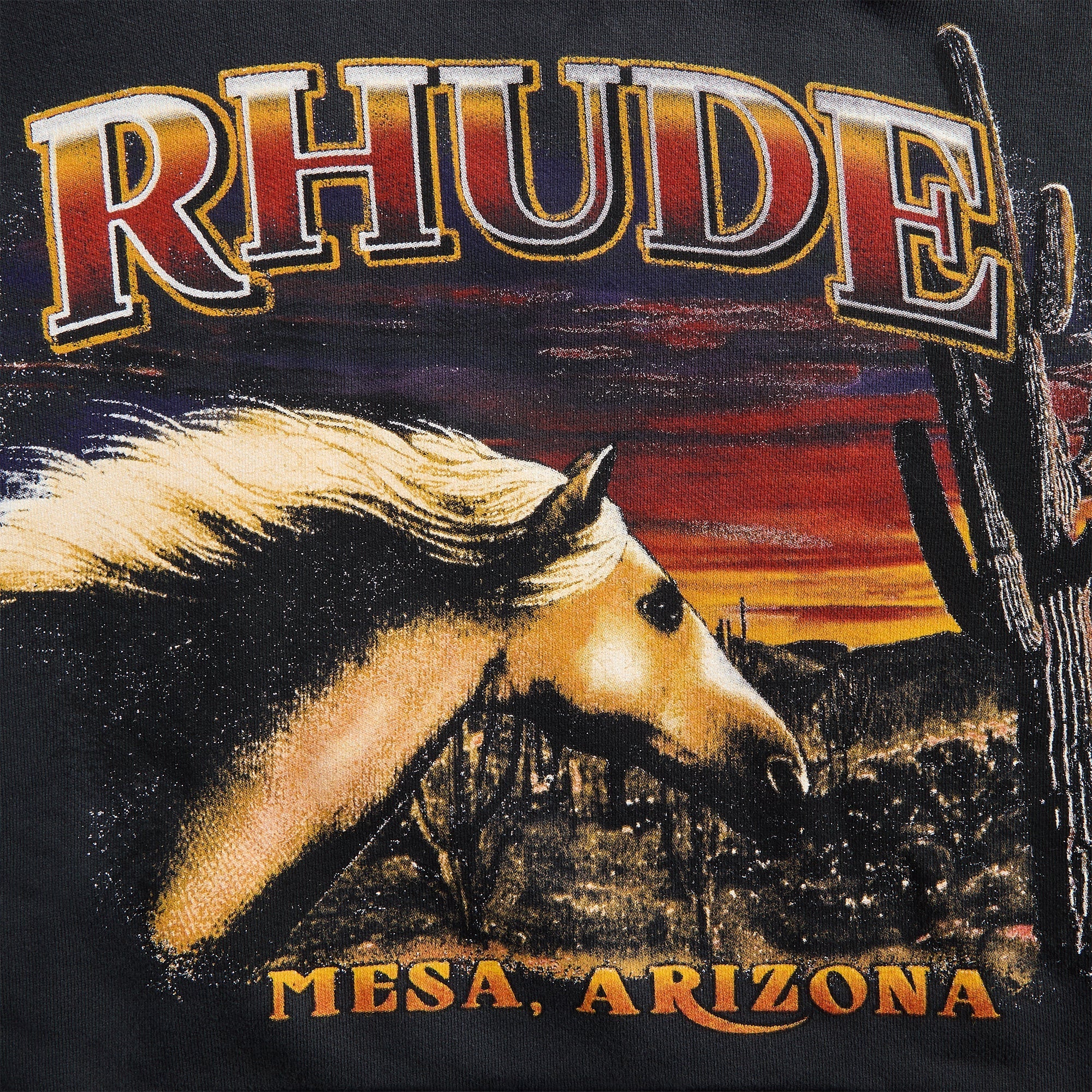 Rhude Mesa Stallion Hoodie - Vintage Black / Red / Yellow - Image 3