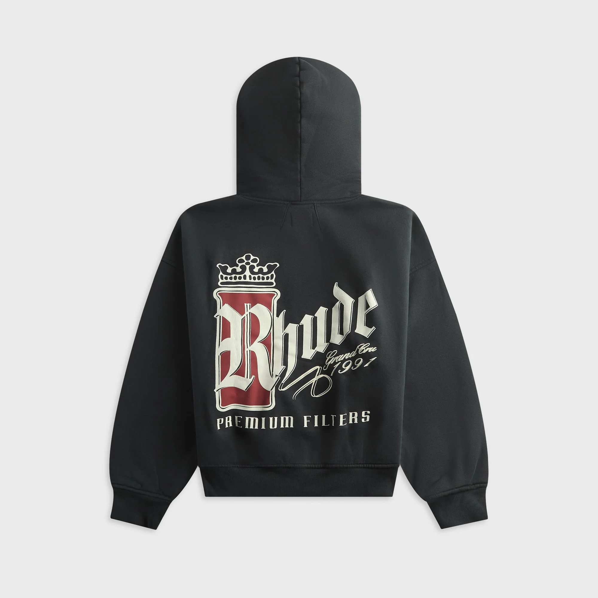Rhude Fumar 91 Hoodie - Vintage Black / White / Red - Image 2