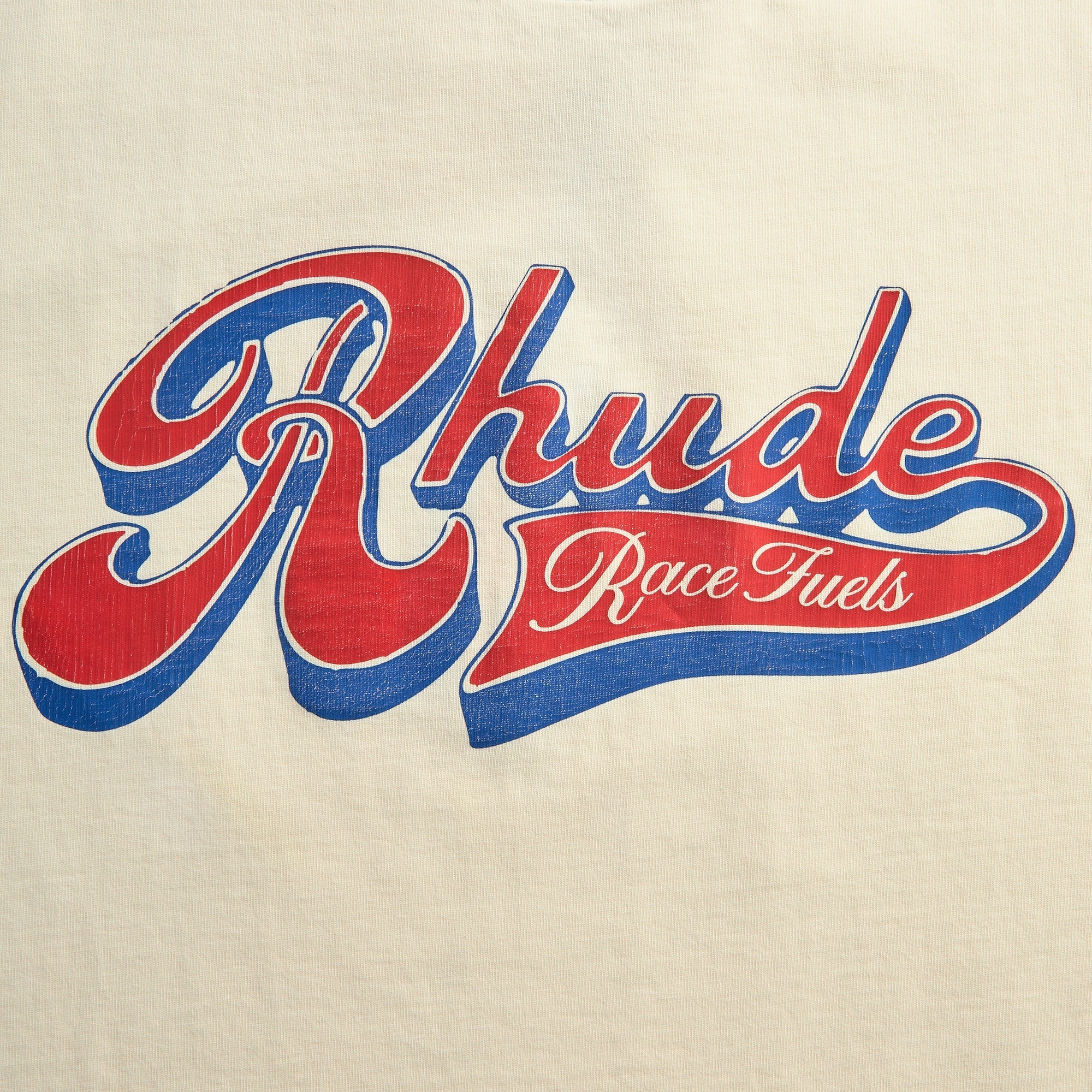 Rhude Pit Stop Tee - Vintage White / Red / Blue - Image 3