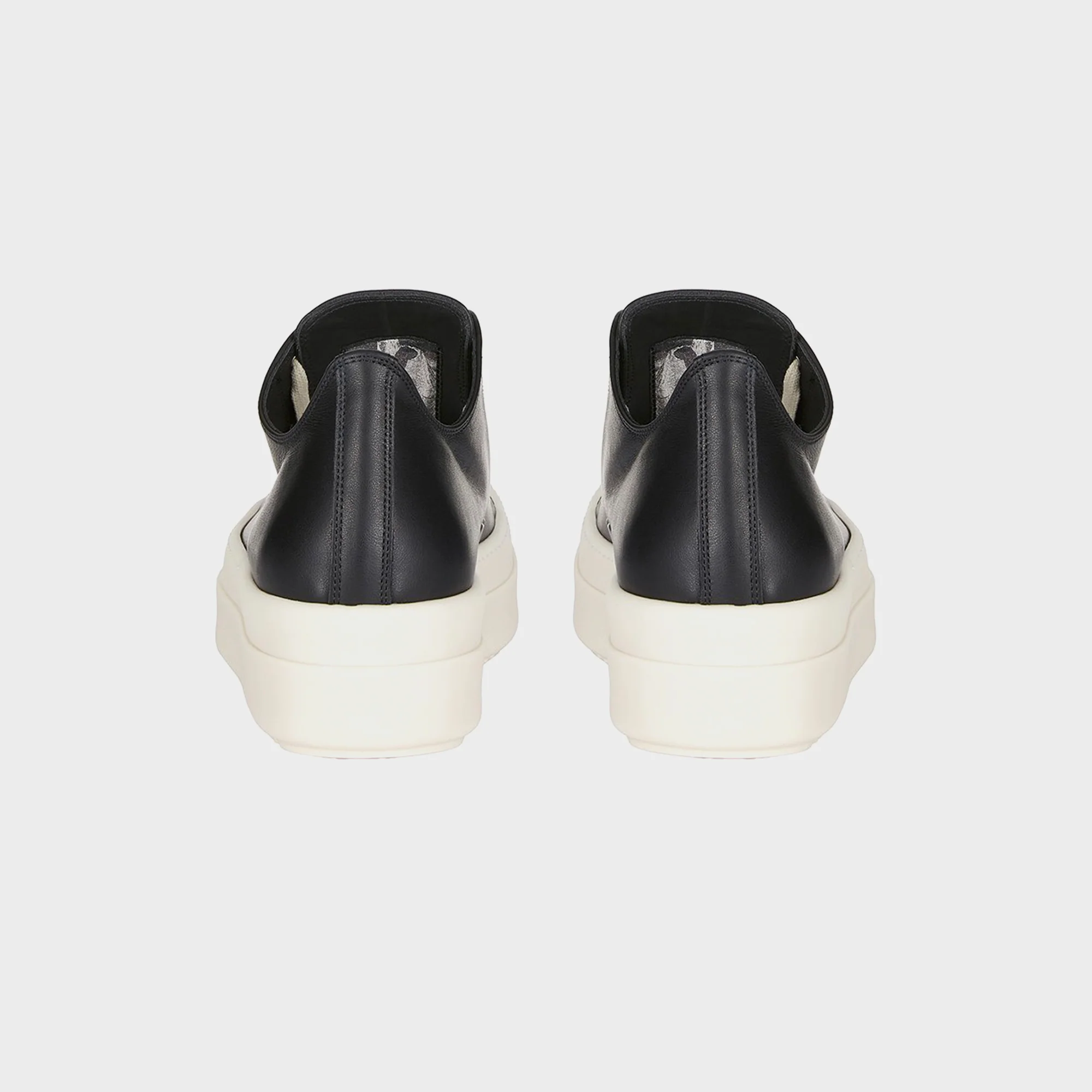 Rick Owens Mega Bumper Low Sneaks Scarpe in Pelle - Black / Milk - Image 3