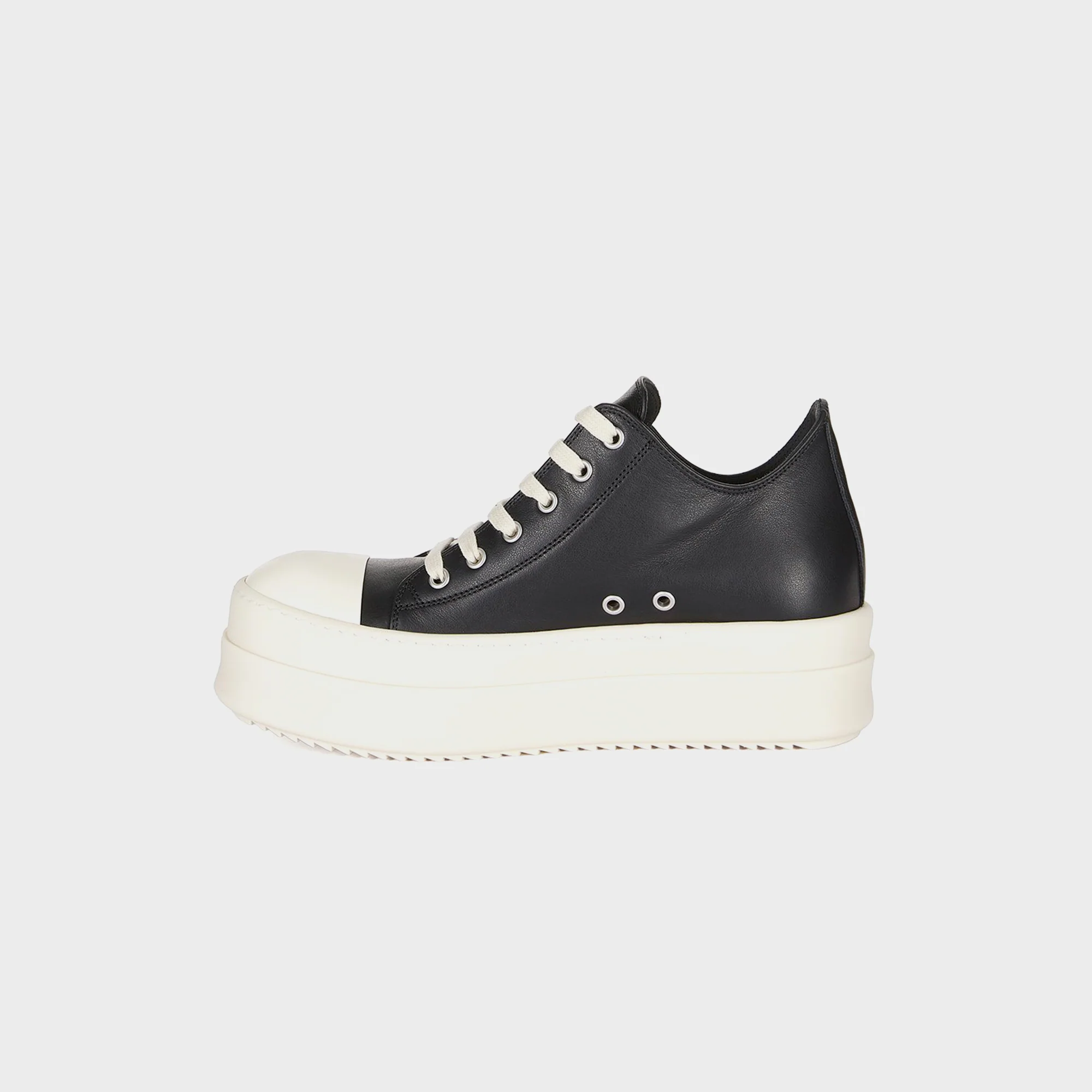 Rick Owens Mega Bumper Low Sneaks Scarpe in Pelle - Black / Milk - Image 4