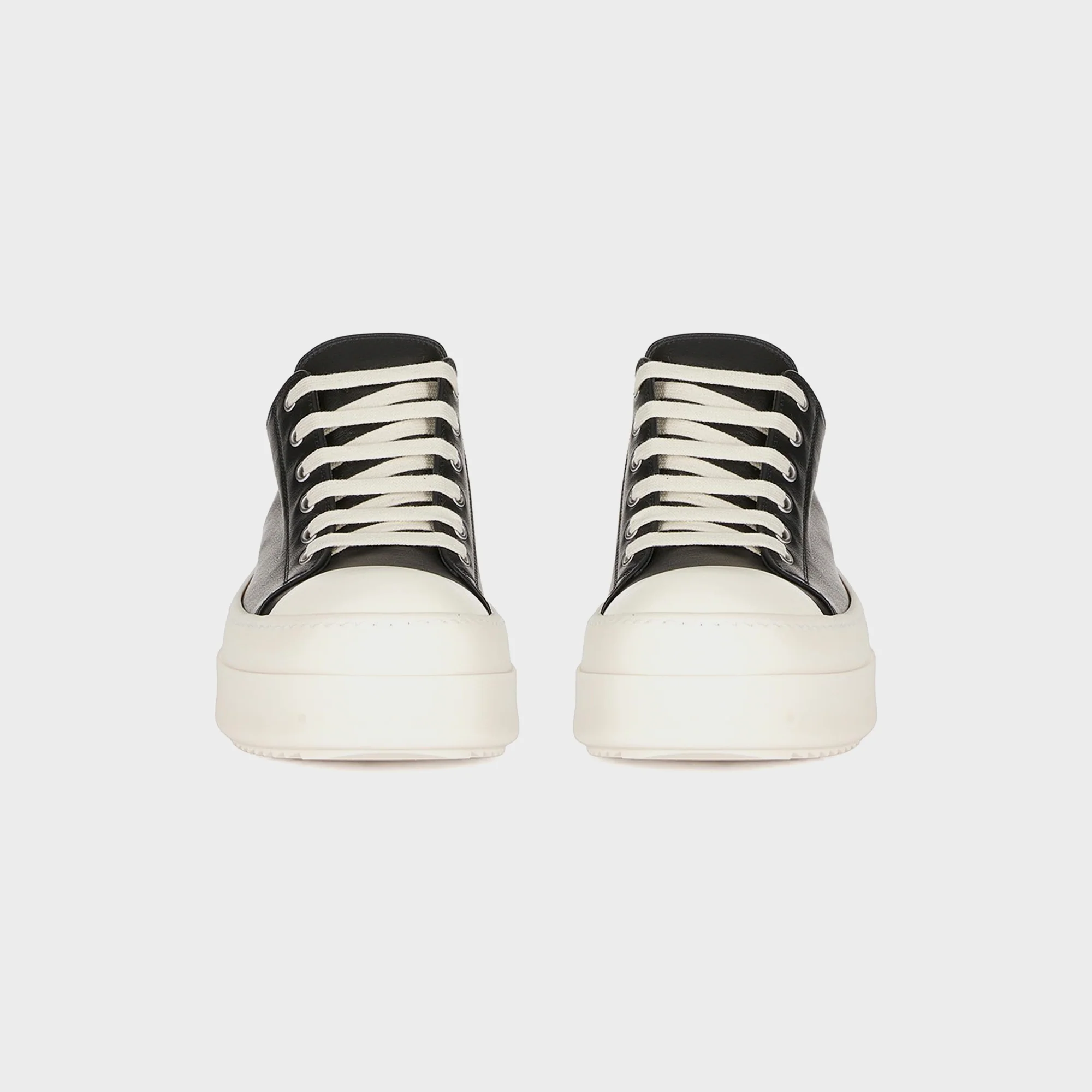 Rick Owens Mega Bumper Low Sneaks Scarpe in Pelle - Black / Milk - Image 5