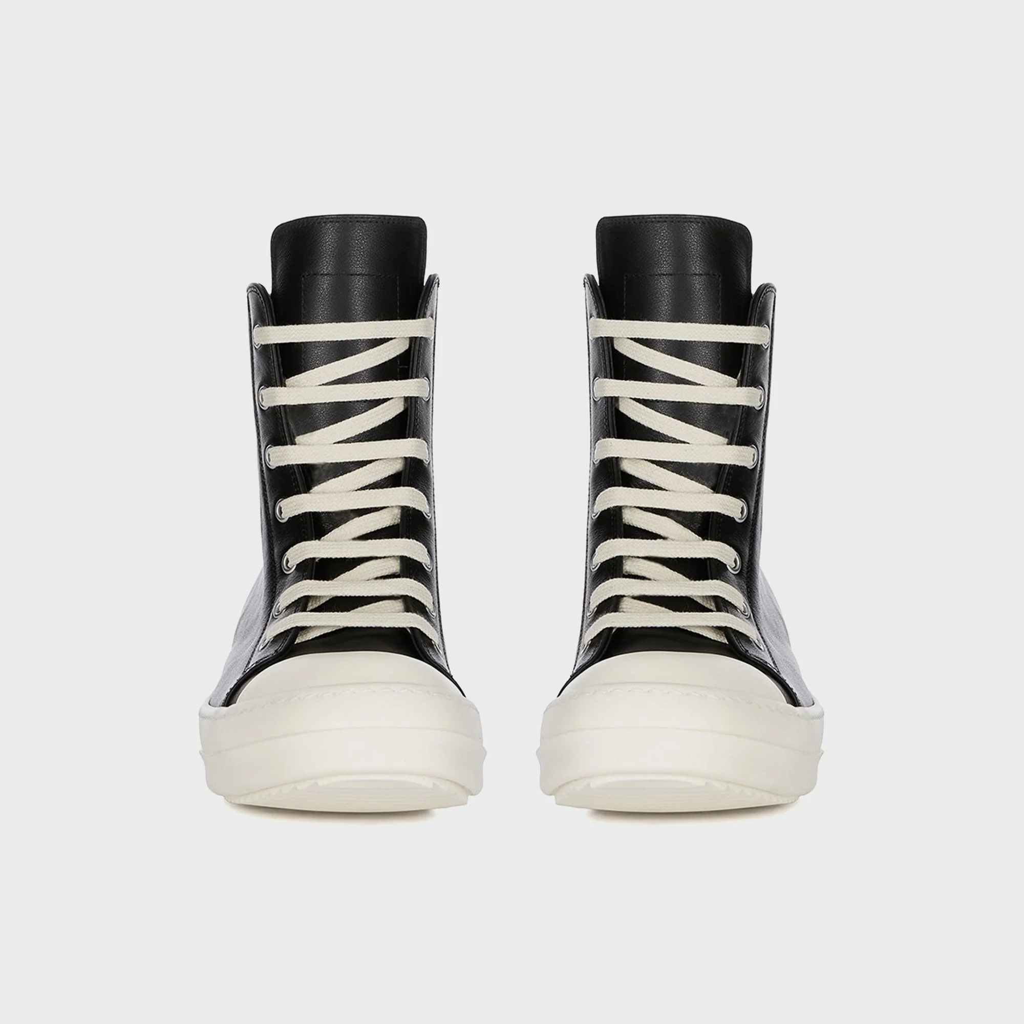 Rick Owens Leather Sneakers Scarpe in Pelle - Black / Milk / Milk - Image 5