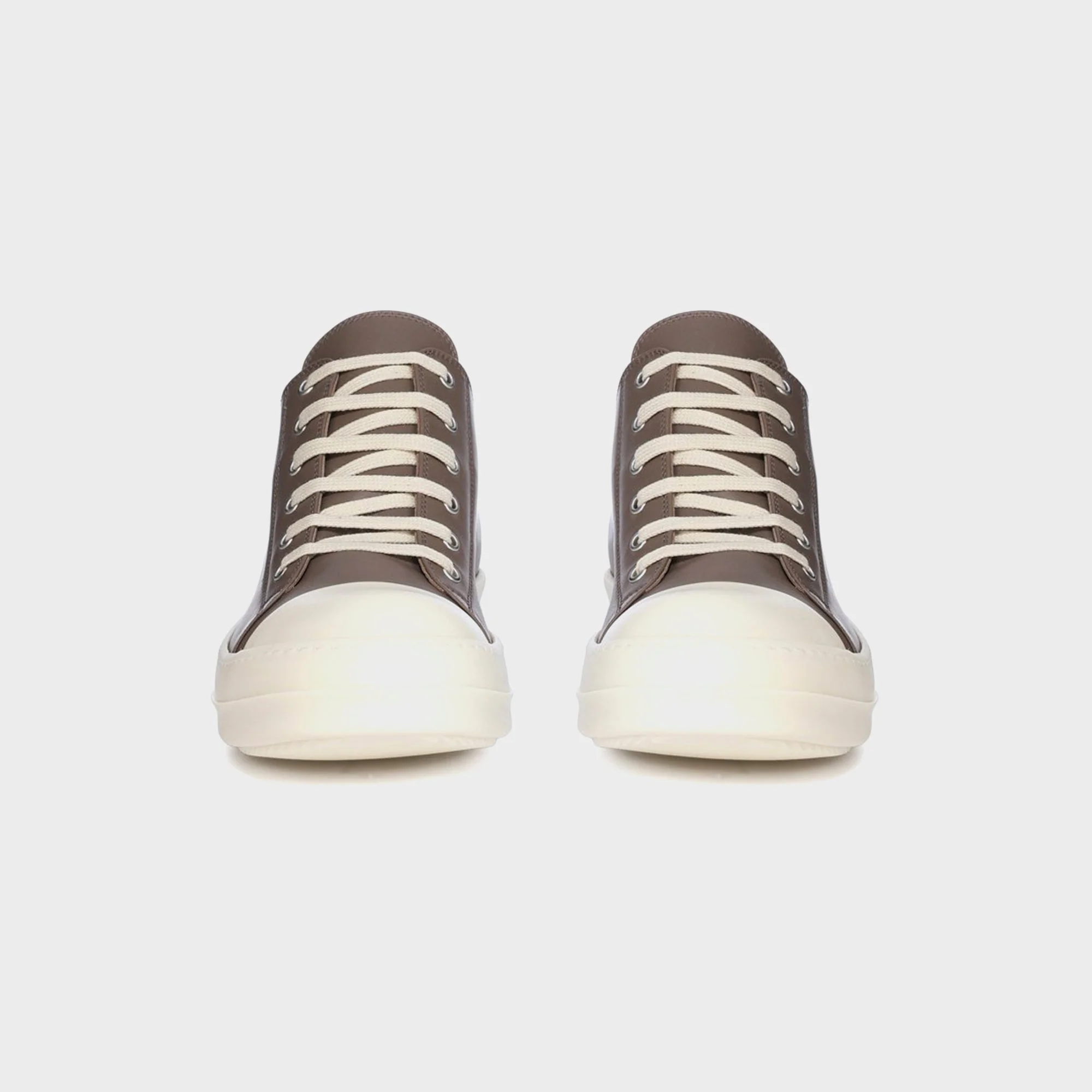 Rick Owens Scarpe In Pelle Low Sneaks - Dust / Milk / Milk - Image 3