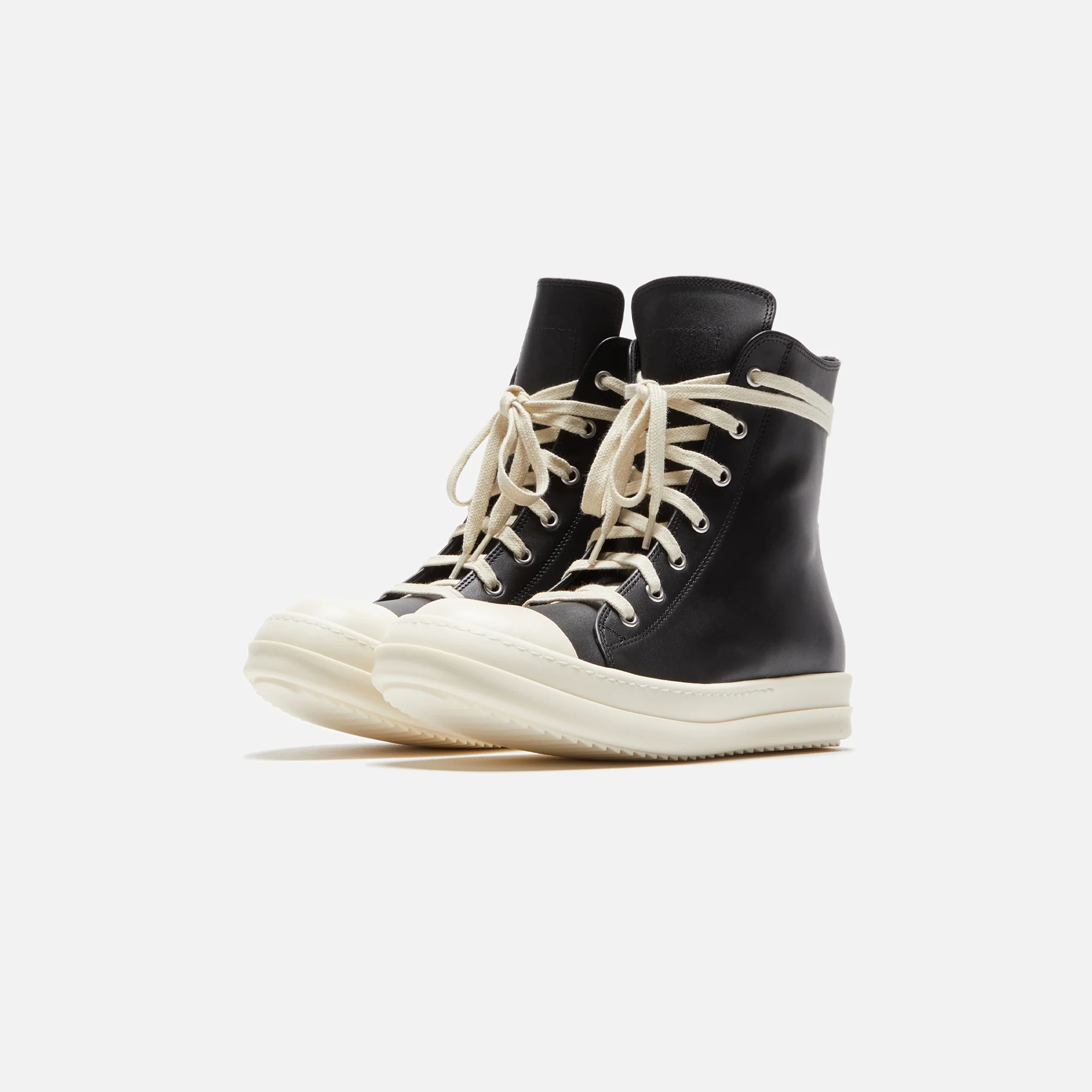 Rick Owens WMNS Scarpe in Pelle Sneakers - Black / Milk - Image 2