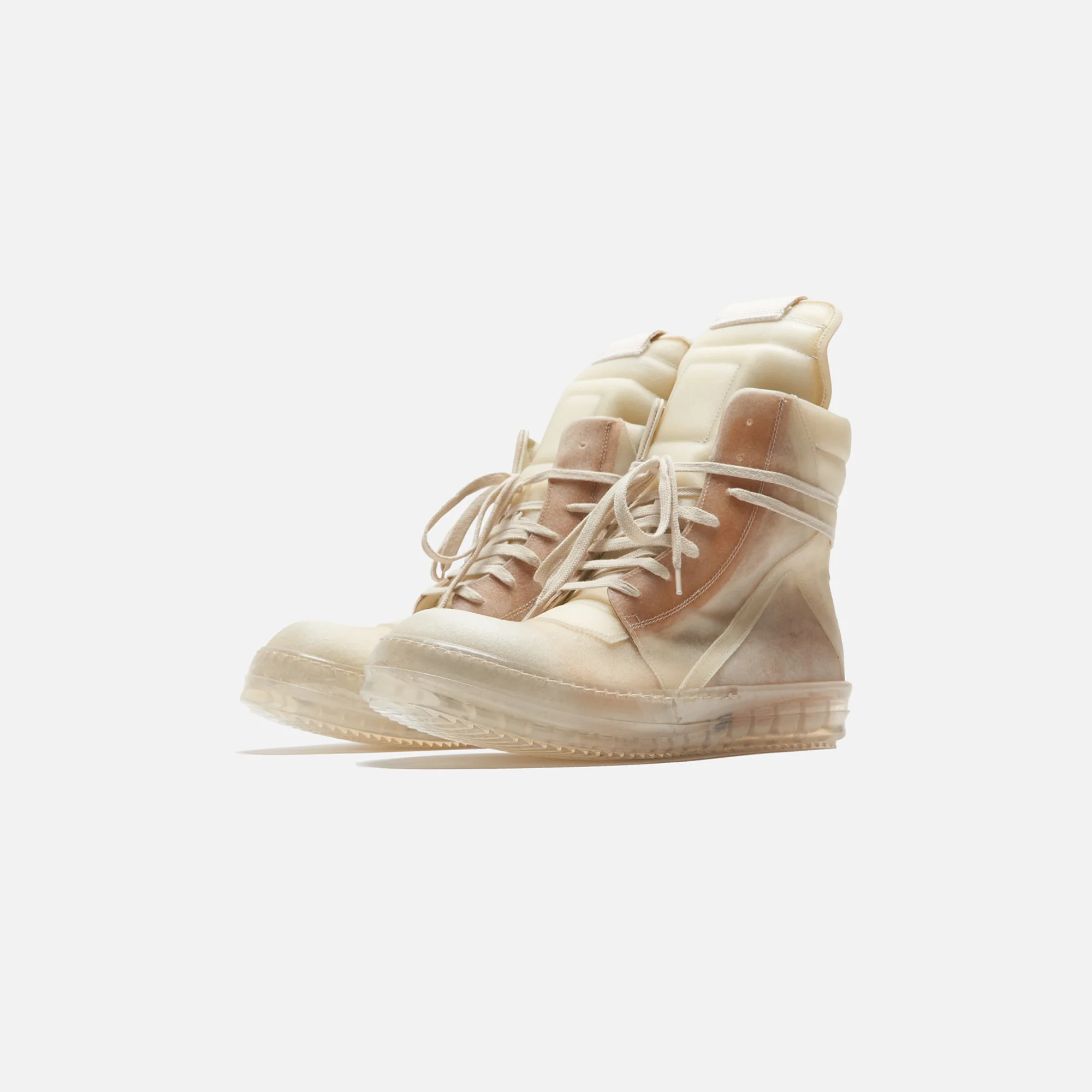 Rick Owens Scarpe Pelle Geobasket - Natural / Clear - Image 2