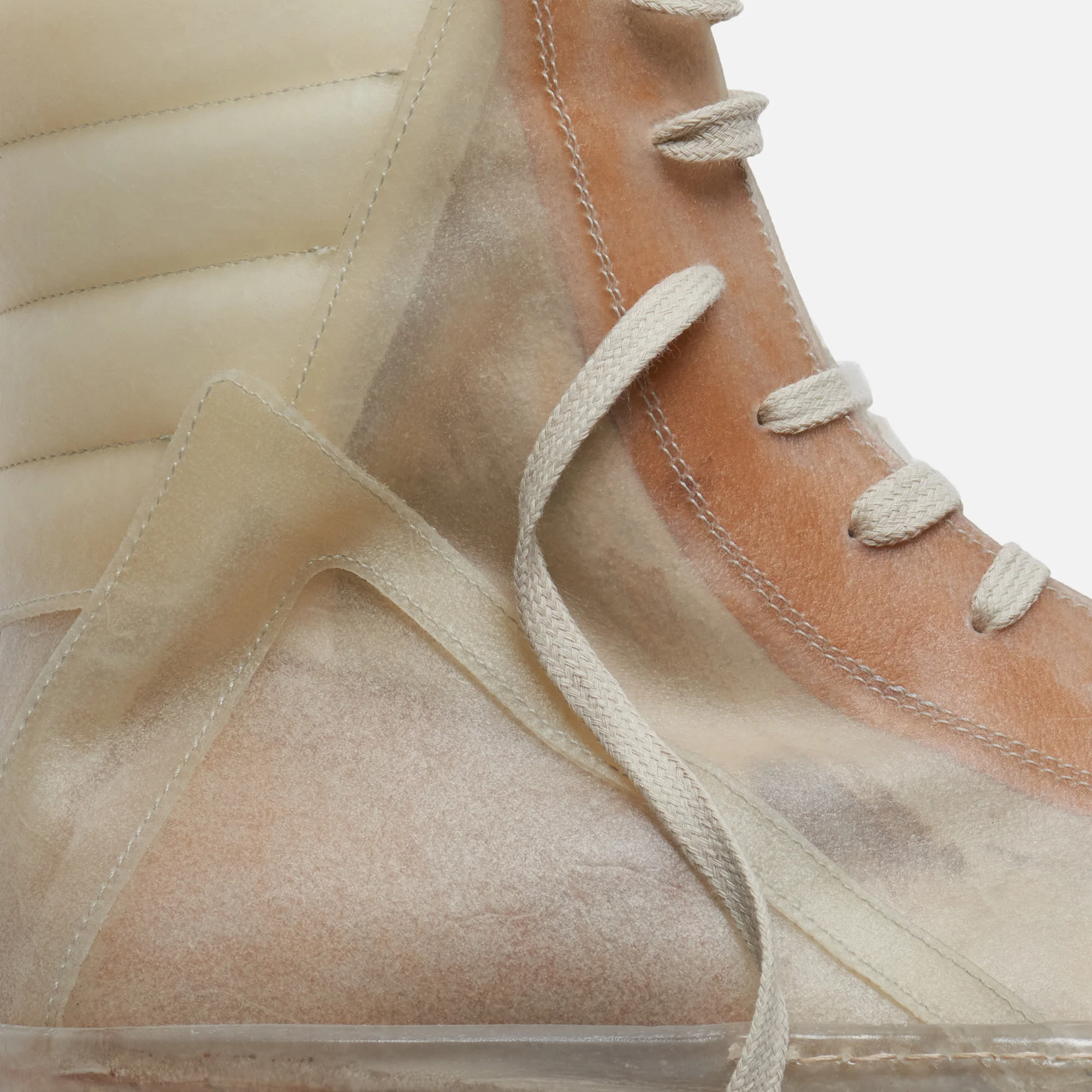 Rick Owens Scarpe Pelle Geobasket - Natural / Clear - Image 8