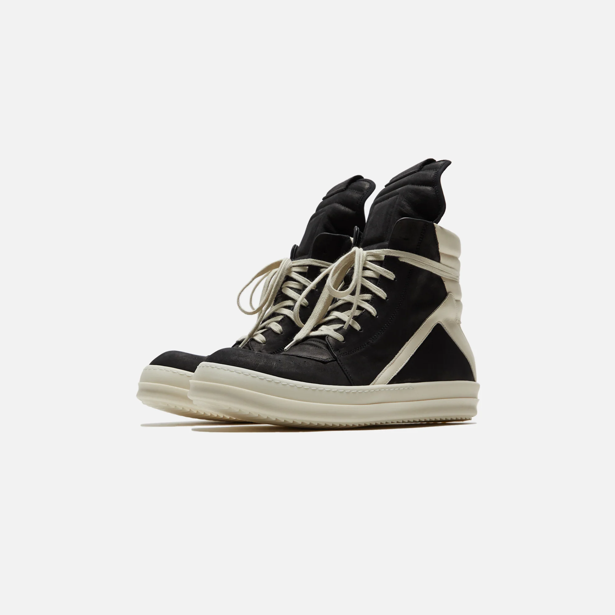 Rick Owens Scarpe Pelle Geobasket  - Black / Milk - Image 2