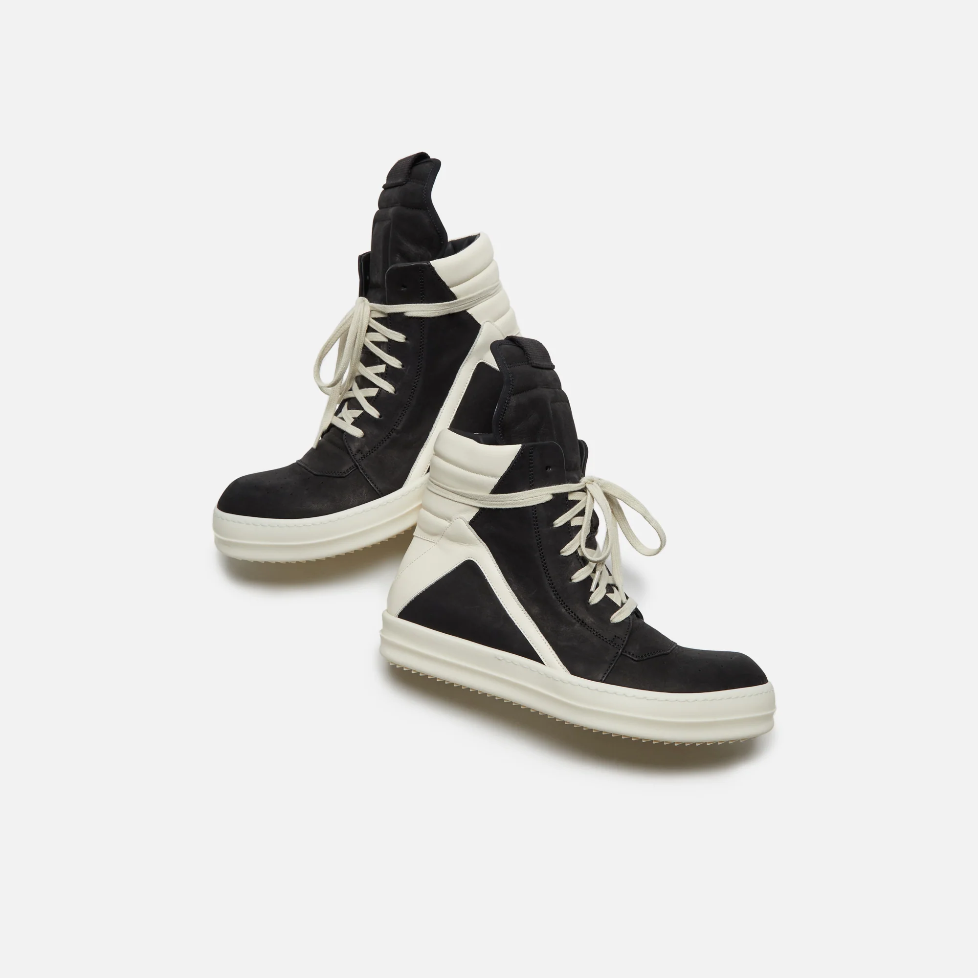 Rick Owens Scarpe Pelle Geobasket  - Black / Milk - Image 5