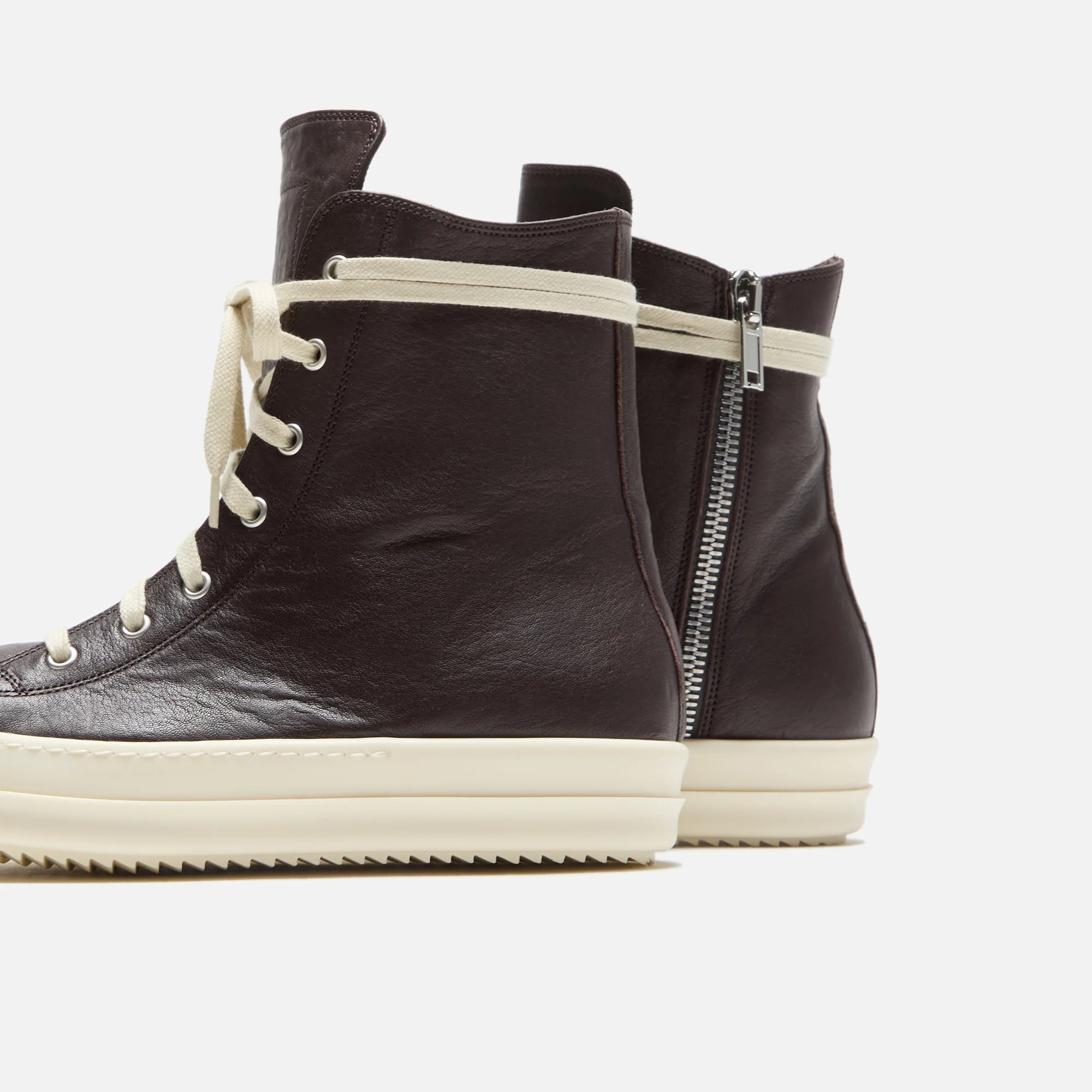 Rick Owens Sneakers Scarpe In Pelle - Mahogany / Milk / Milk - Image 3