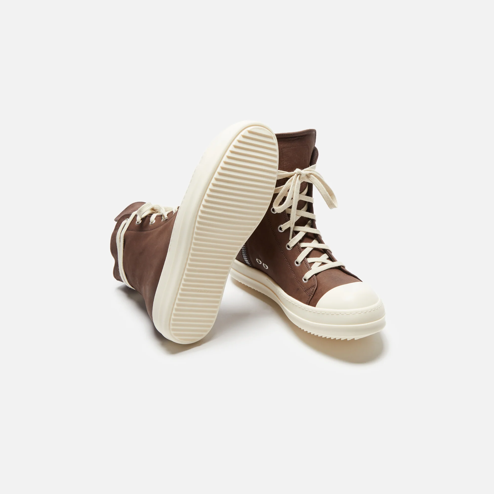 Rick Owens Scarpe in Pelle Sneakers - Brown / Milk / Milk - Image 7