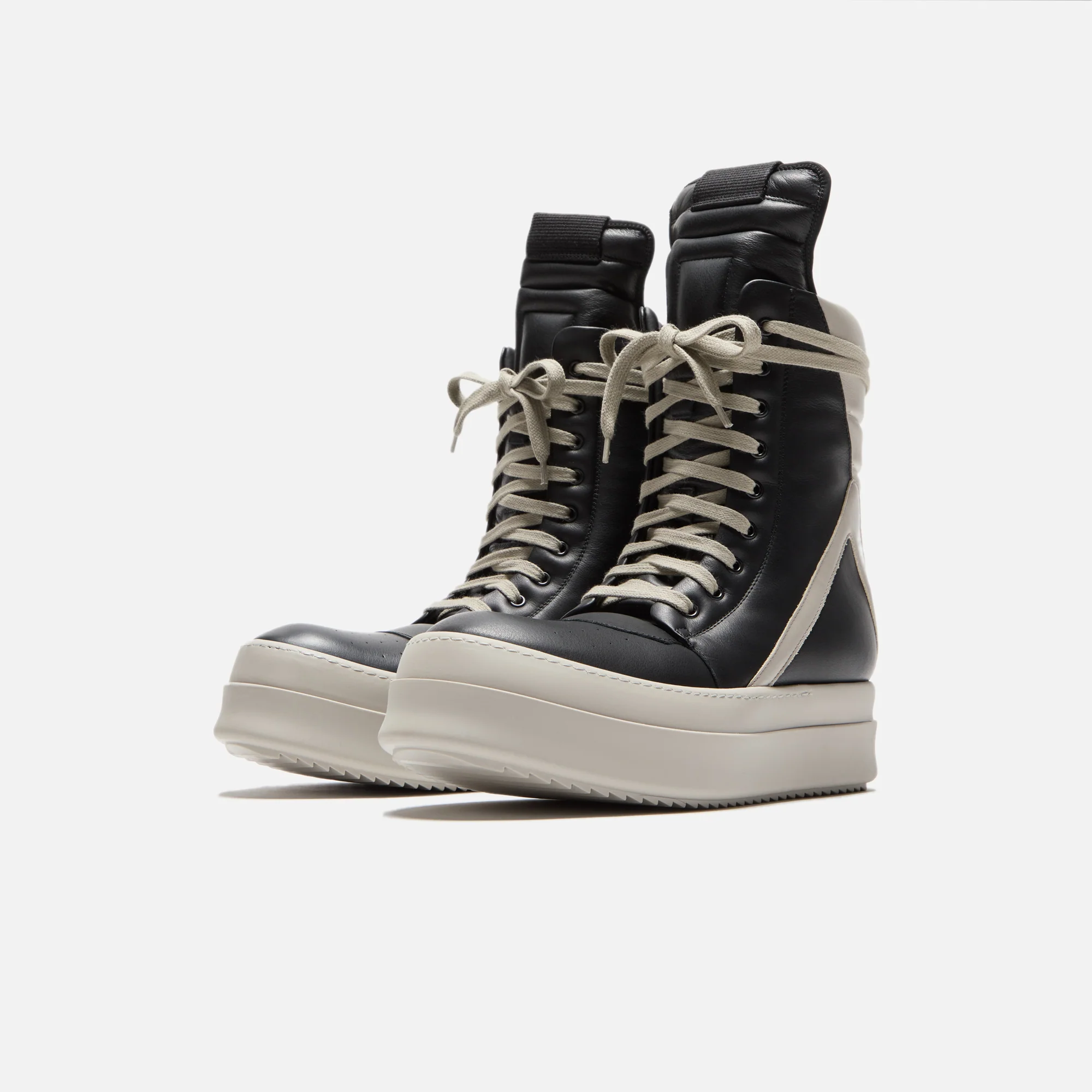 Rick Owens Mega Geobasket Sneakers - Black / Pearl / Pearl - Image 2