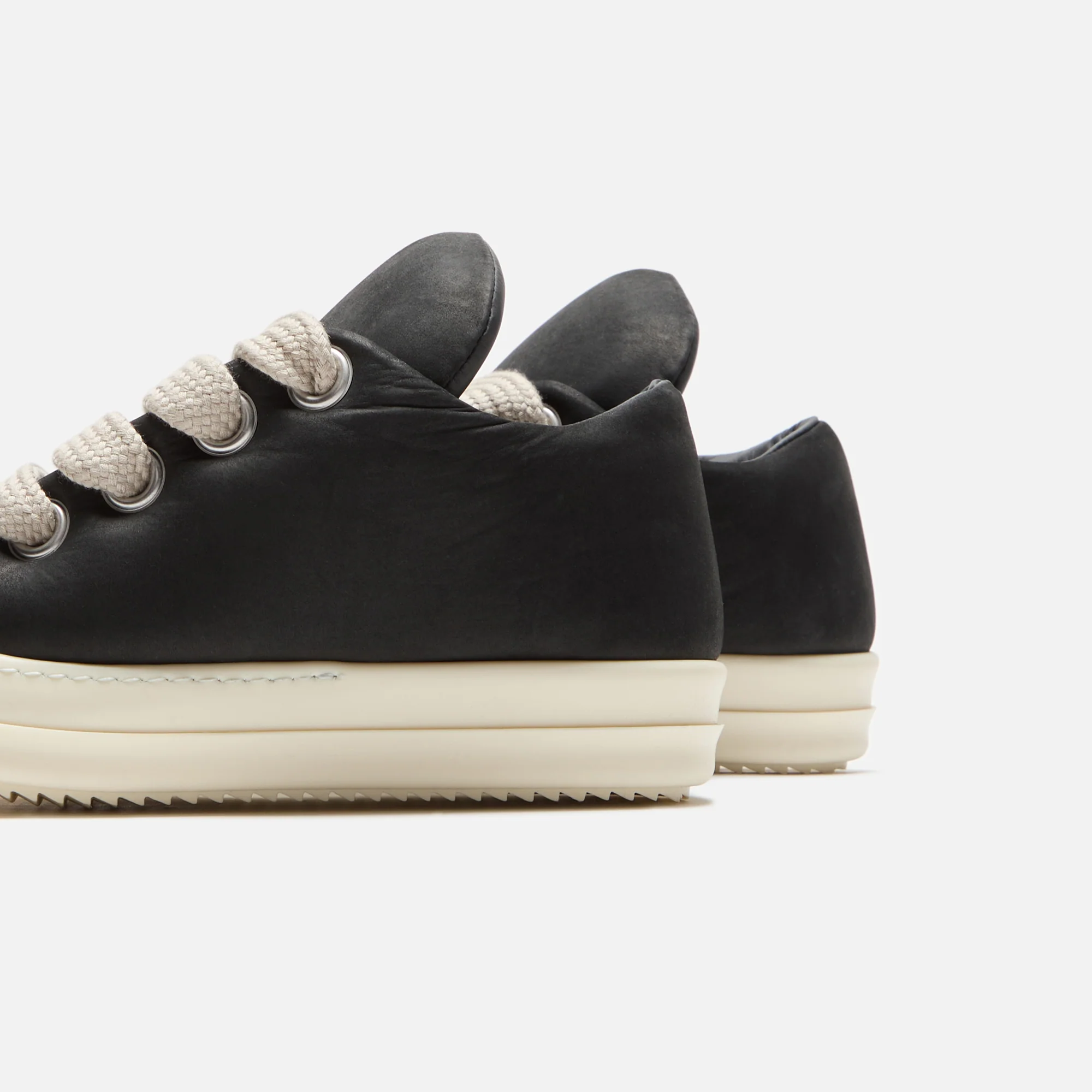 Rick Owens Porterville Jumbo Lace Padded Low Sneakers - Black / Milk / Milk - Image 3