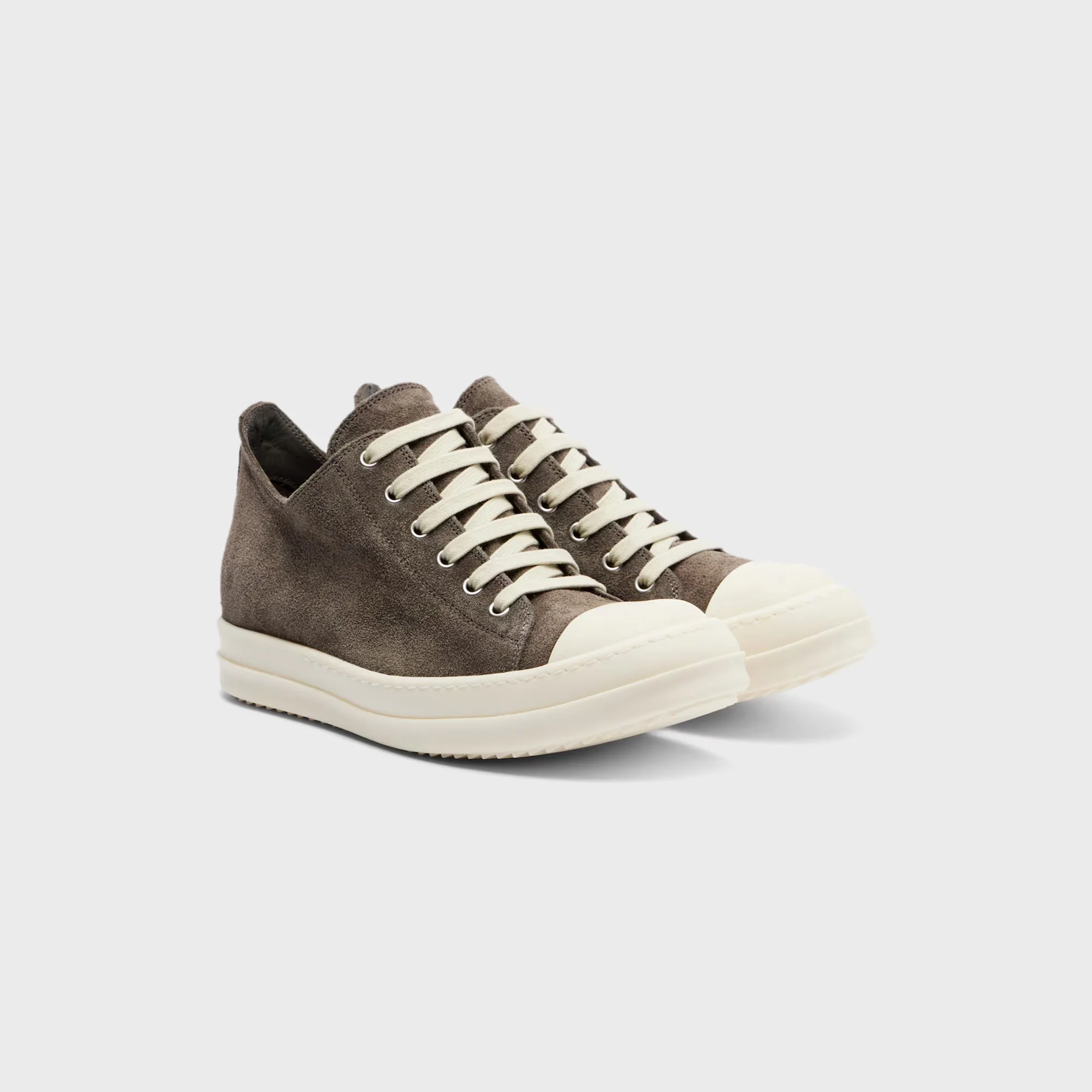 Rick Owens Suede Low Top Sneakers - Dust / Milk - Image 2