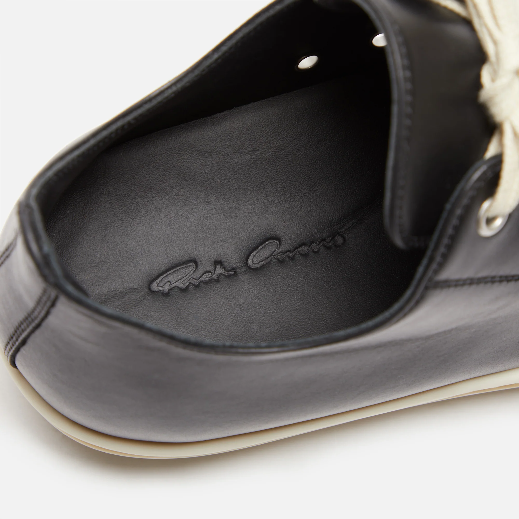 Rick Owens Porterville Low Sneaks - Black / Milk / Milk Scarpe in Pelle - Image 7