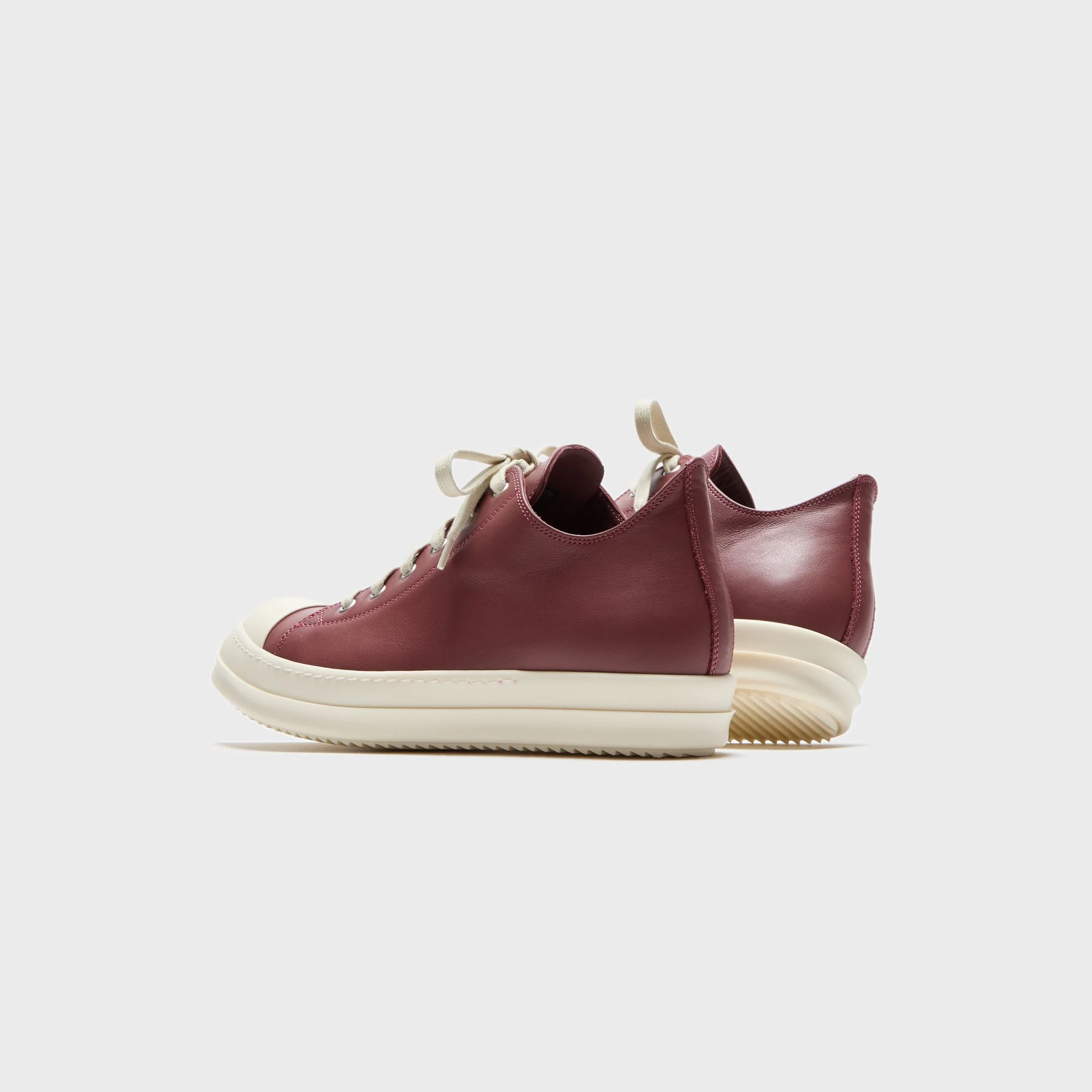 Rick Owens Scarpe In Pelle Low Sneaker - Rosewood / Milk / Milk - Image 4