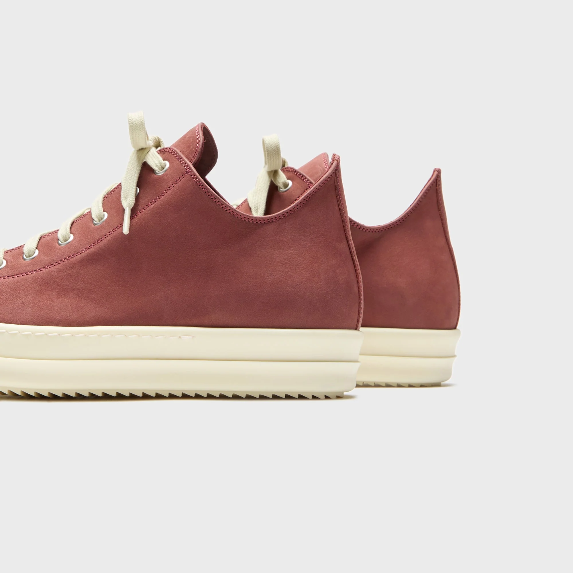 Rick Owens Low Sneakers Scarpe In Pelle - Rosewood / Milk / Milk - Image 3