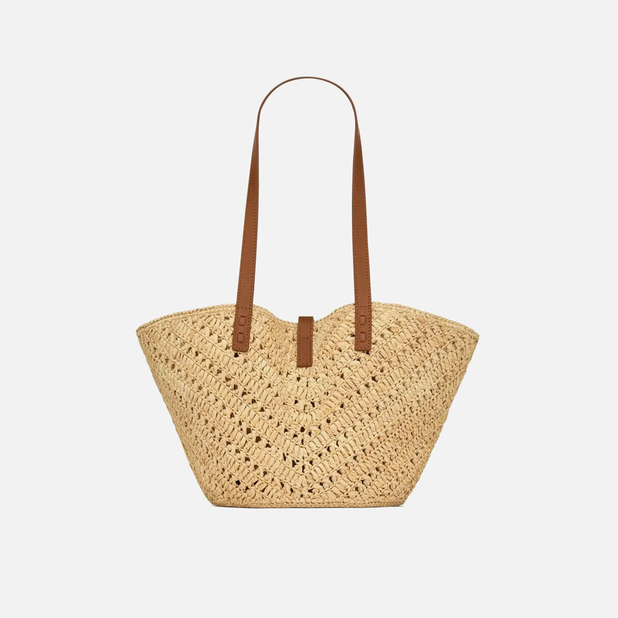 Saint Laurent Panier Rafia Tote Bag - Natural / Brick - Image 2