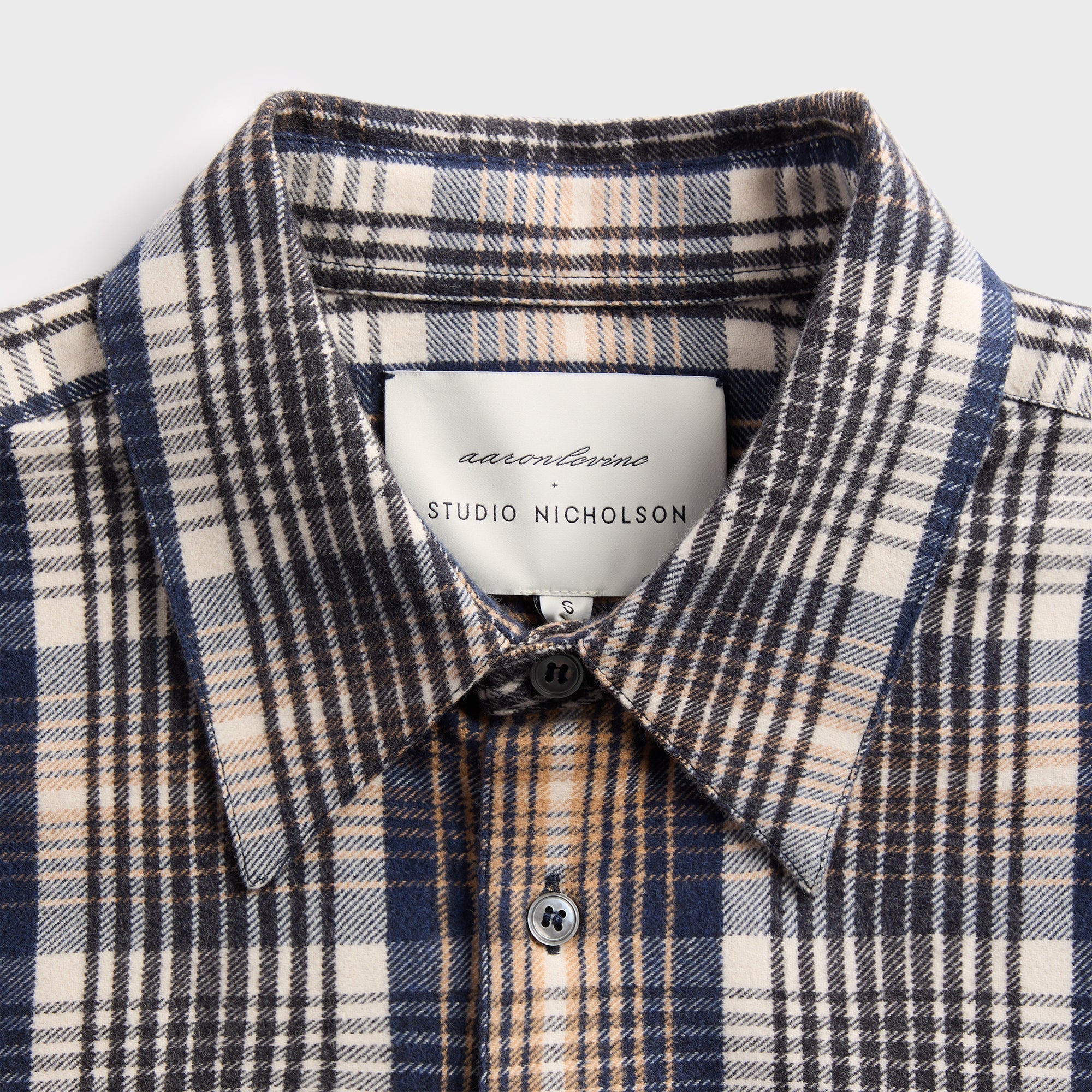 Studio Nicholson x Aaron Levine View Shirt - Navy / Oatmeal - Image 3