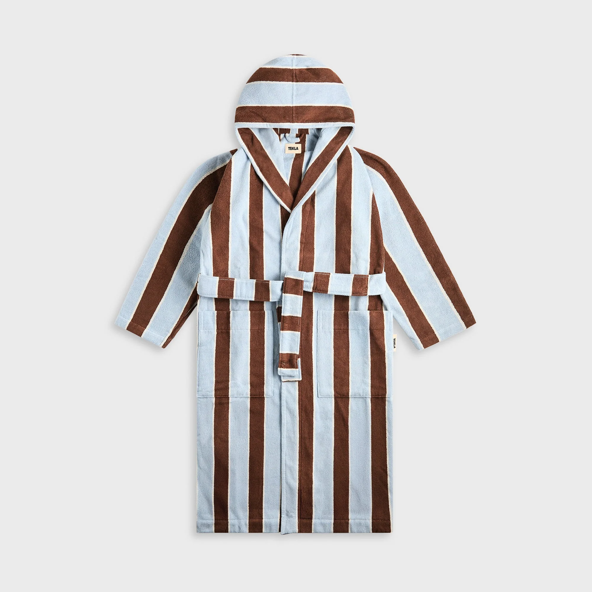 Tekla Hooded Bathrobe - Cocoa Stripes