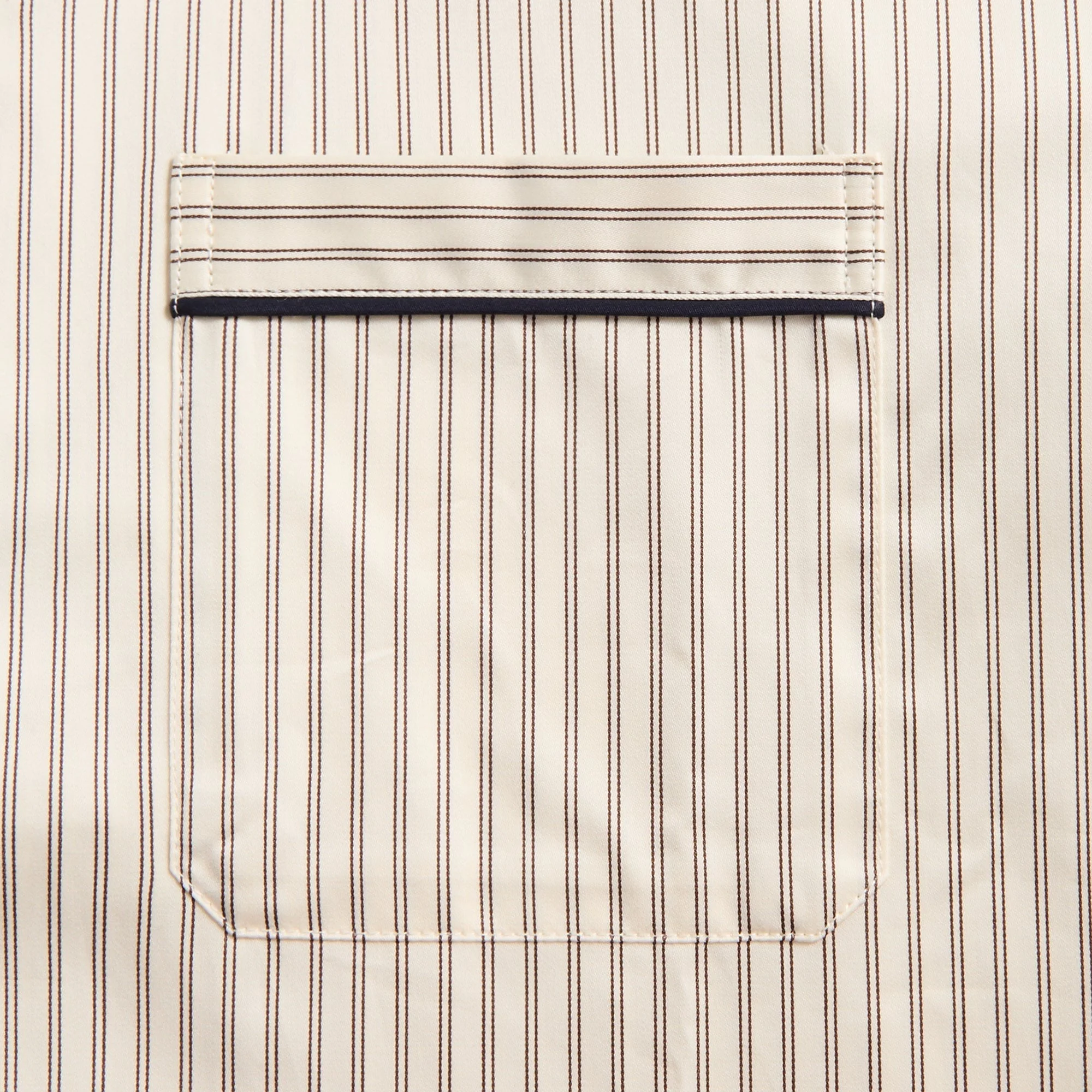 Tekla Sateen Long Sleeved Shirt - Brown Pin Stripes - Image 3