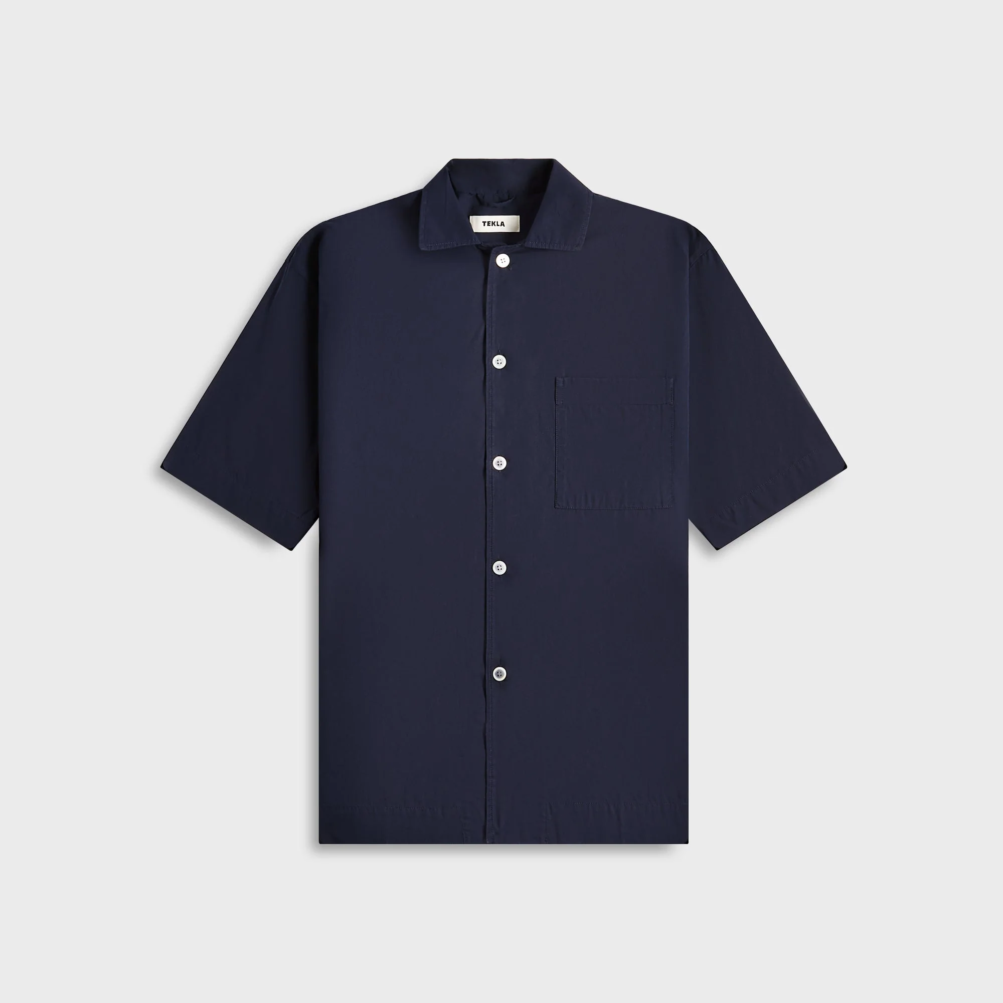 Tekla Poplin Pyjamas Short Sleeve Shirt - True Navy