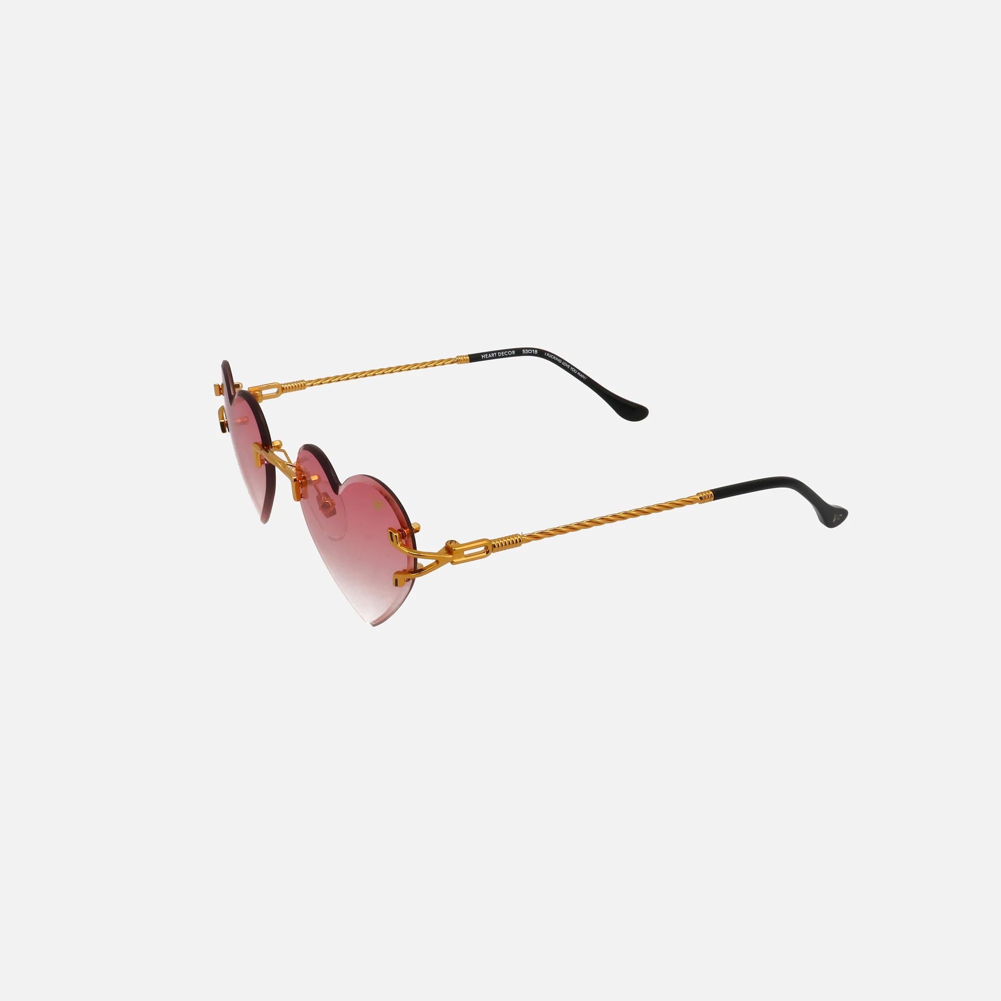 Vintage Frames Heart Decor 24KT Yellow Gold Sunglasses - Pink Grape Pop - Image 2