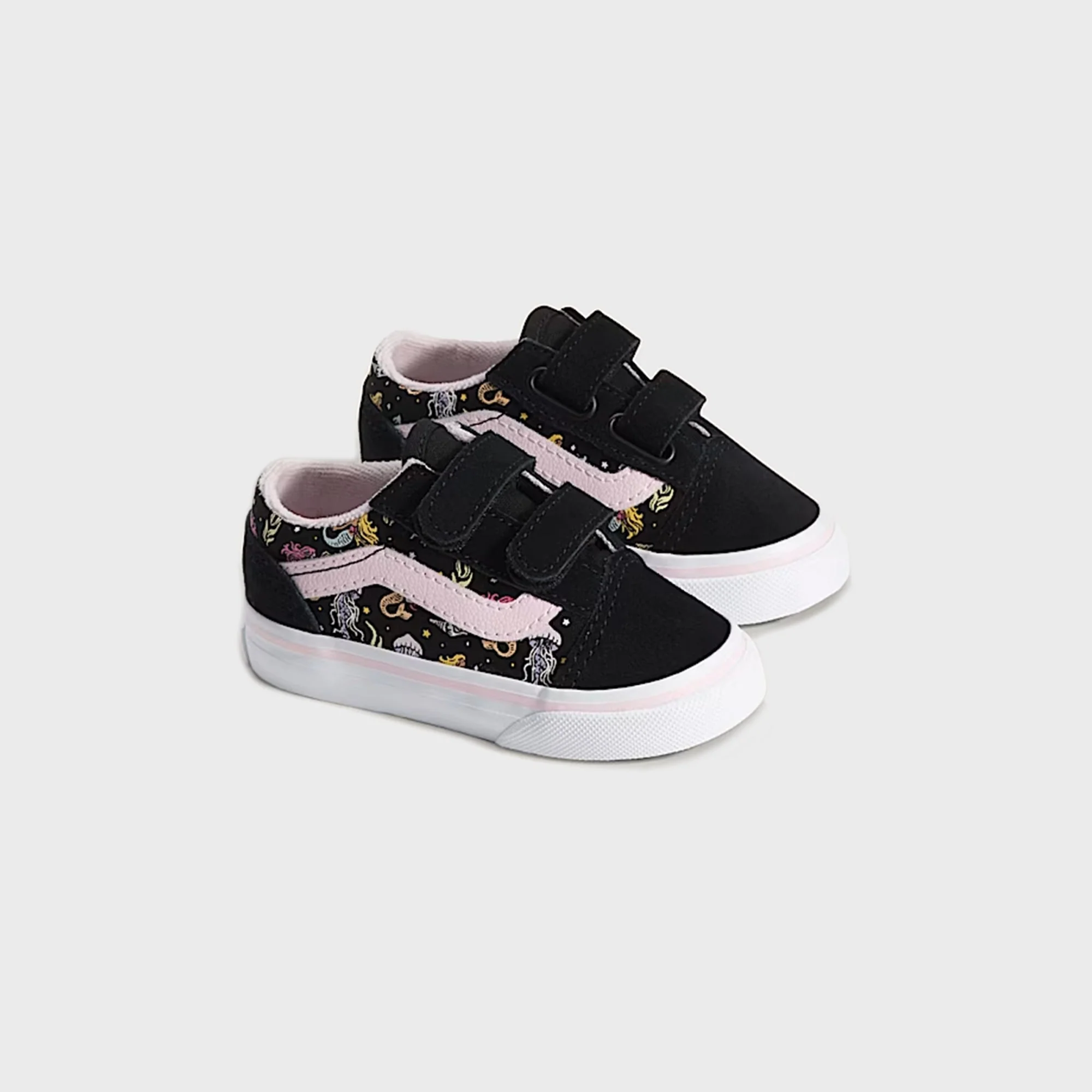 VANS TD Old Skool V - Glow-in-the-Dark Black / Pastel Pink - Image 2