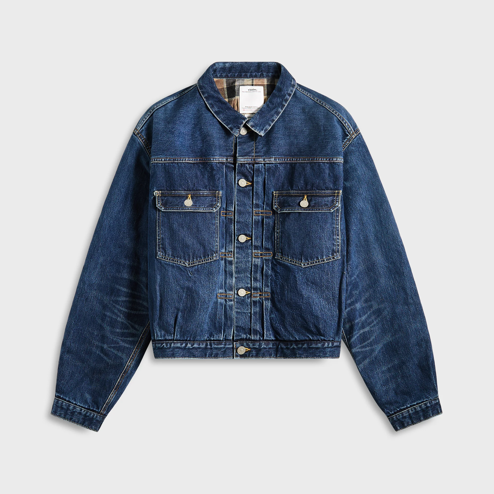 Visvim Ss 101X Jacket Damaged Check - Beige / Indigo