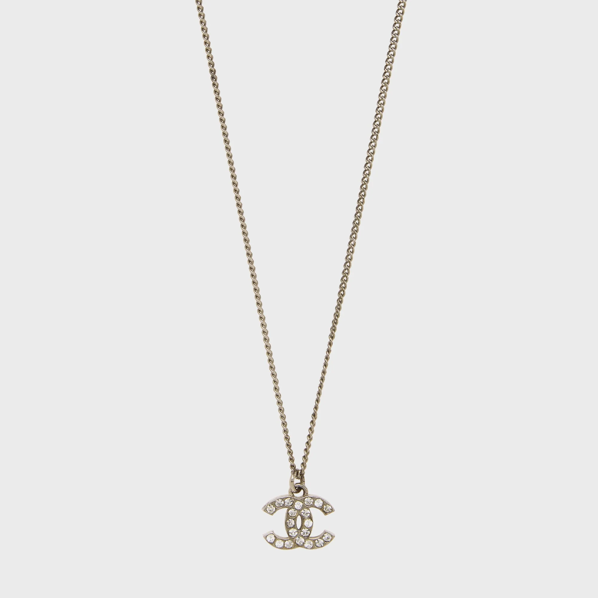 WGACA Chanel Crystal CC Necklace Small - Silver - Image 2