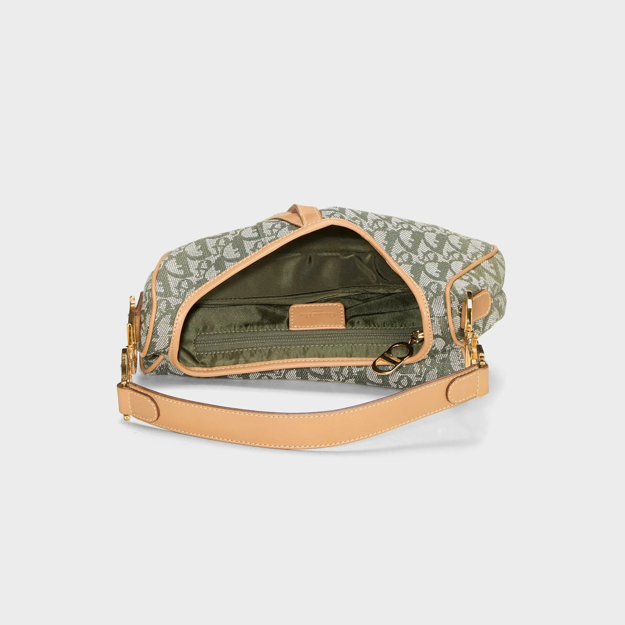WGACA Dior Green Trotter Saddle Bag - Green / Beige - Image 3