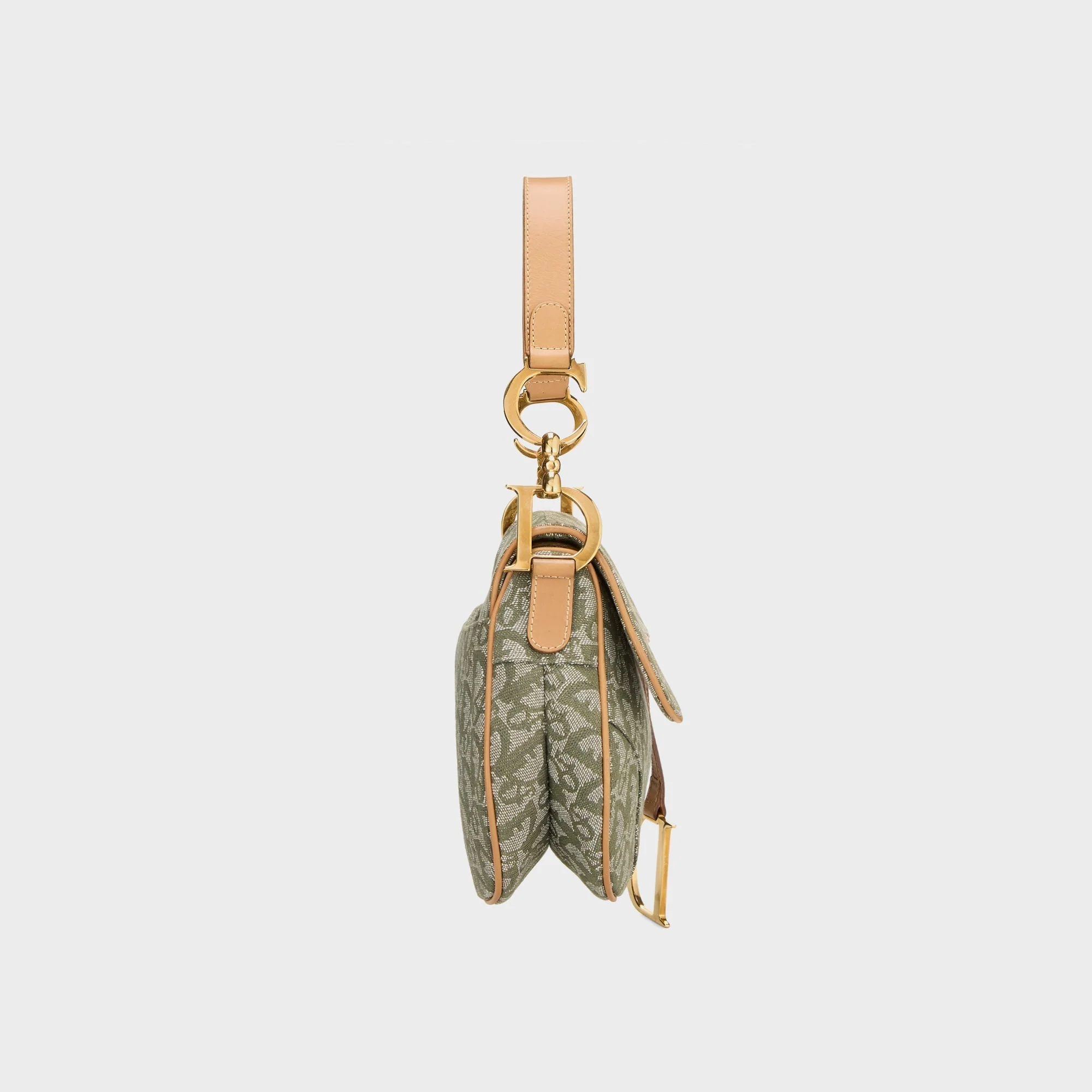WGACA Dior Green Trotter Saddle Bag - Green / Beige - Image 4