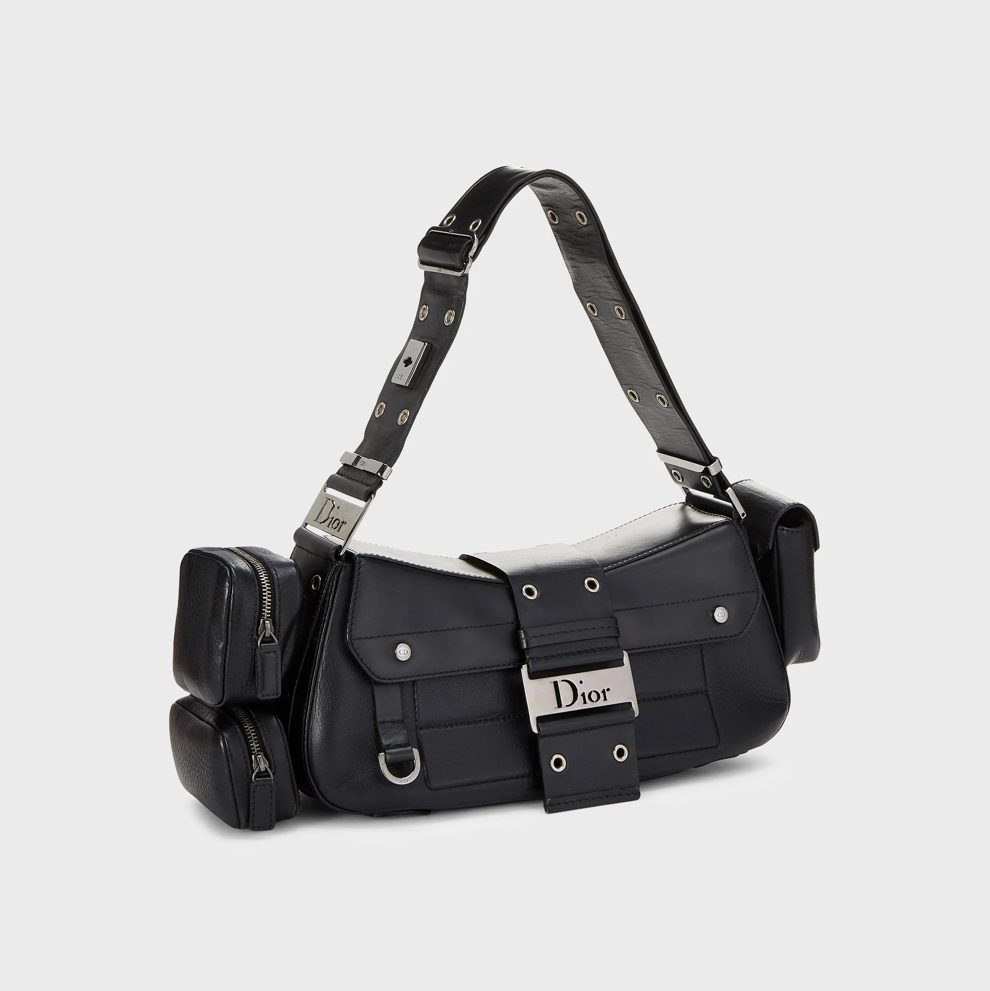 WGACA Dior Leather Street Chic Columbus Shoulder Bag - Black - Image 3