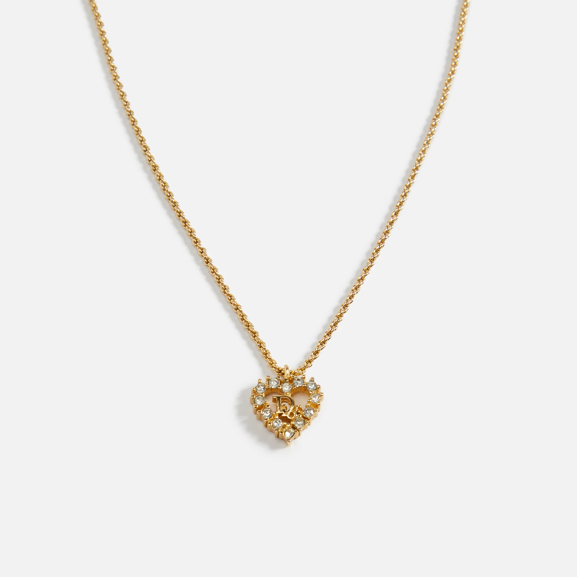 WGACA Dior Crystal Heart Neckace - Gold - Image 2