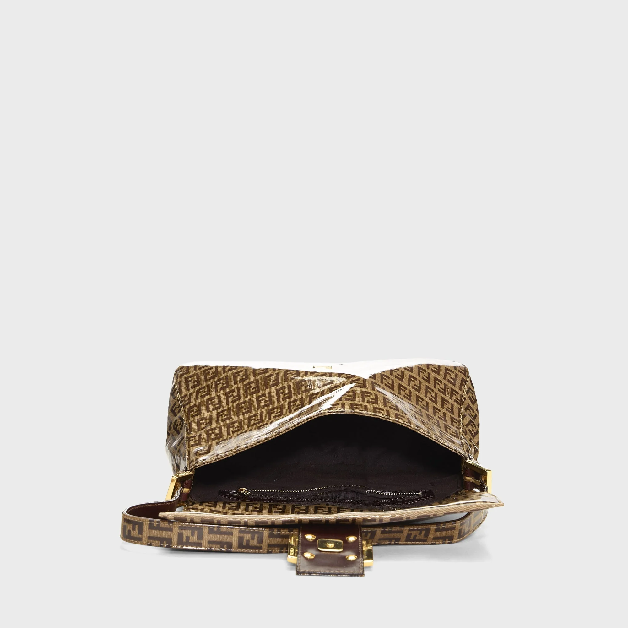 WGACA Fendi Patent Mamma Shoulder Bag - Brown - Image 5