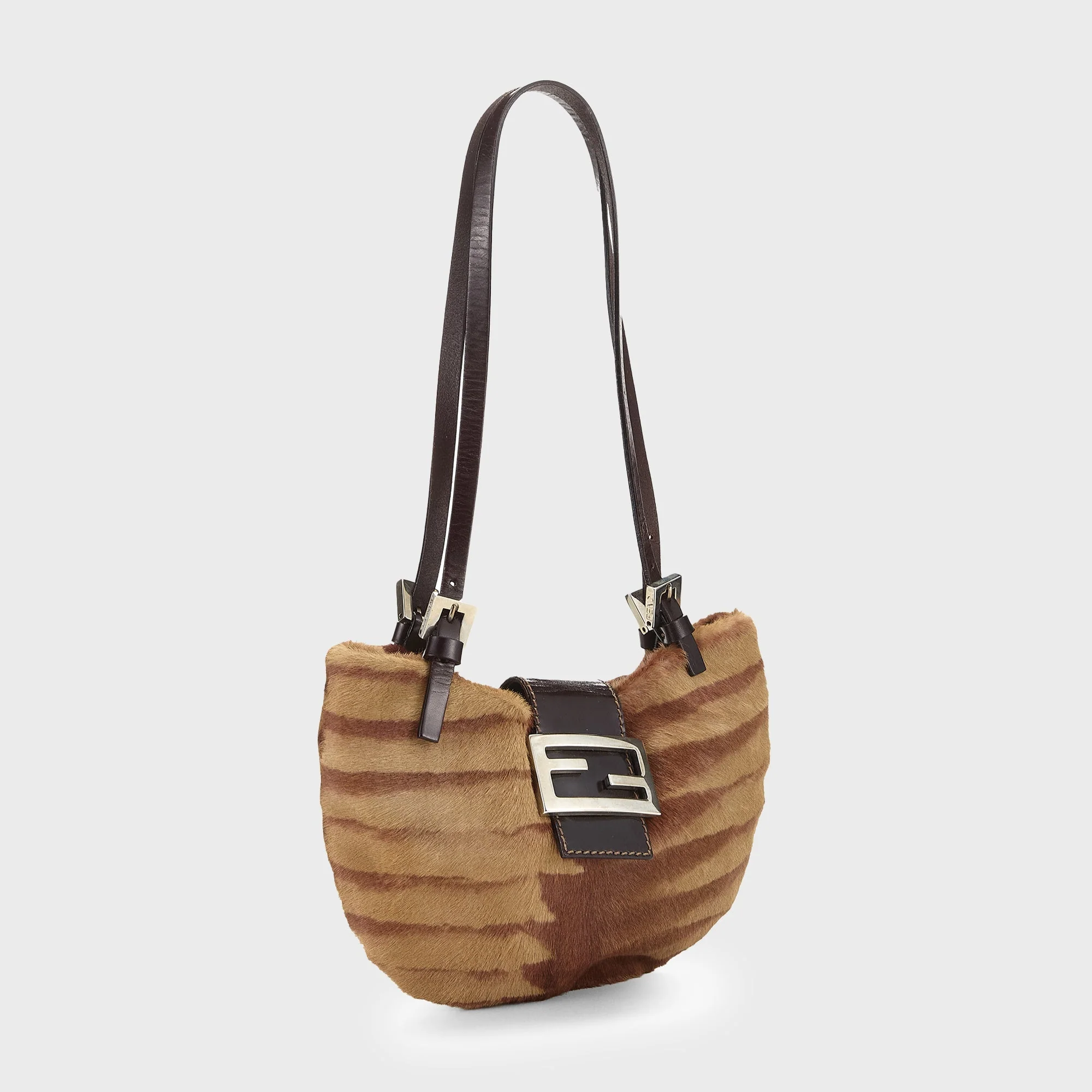 WGACA Fendi Brown Pony Hair Shoulder Bag - Brown - Image 4