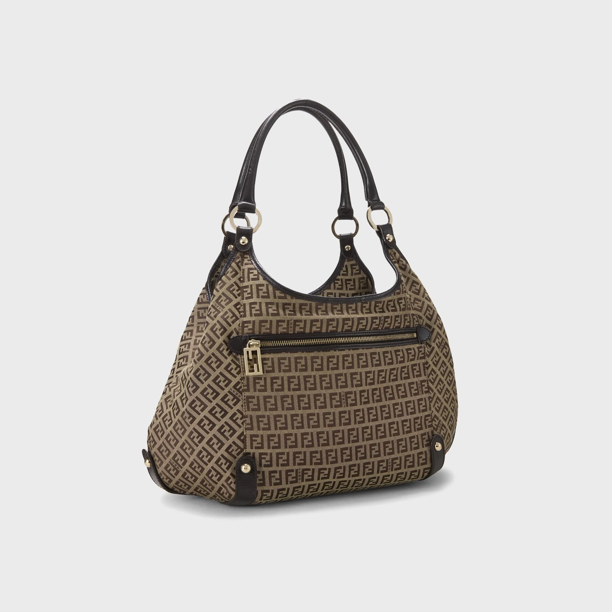 WGACA Fendi Zucca Nylon Canvas Shoulder Bag - Brown - Image 2
