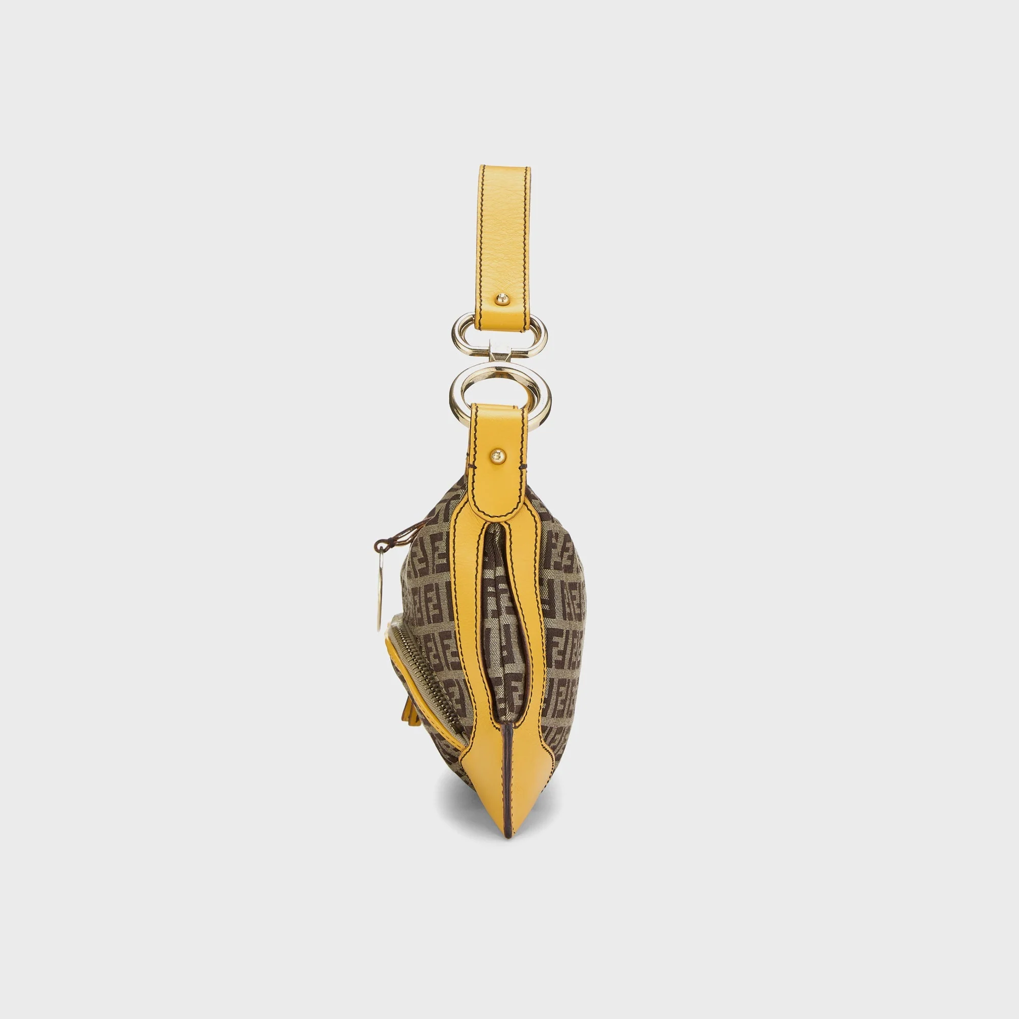 WGACA Fendi Zucchino Canvas Chef Pocket Shoulder Bag Small - Yellow / Brown - Image 4