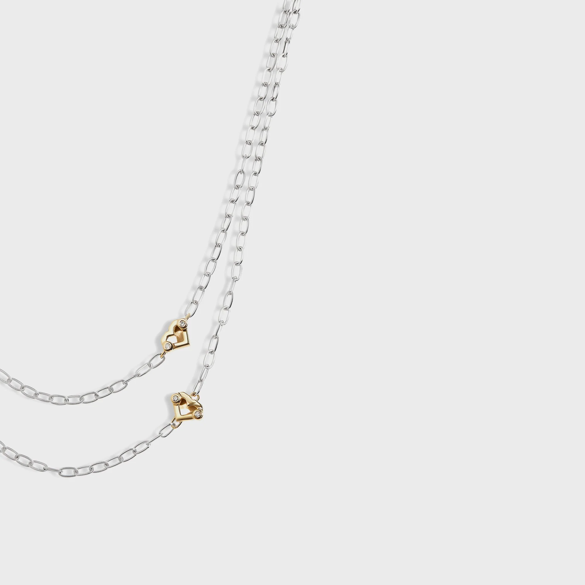Greg Yuna Umlaut Heart Double Chain Necklace - Silver / Gold - Image 2
